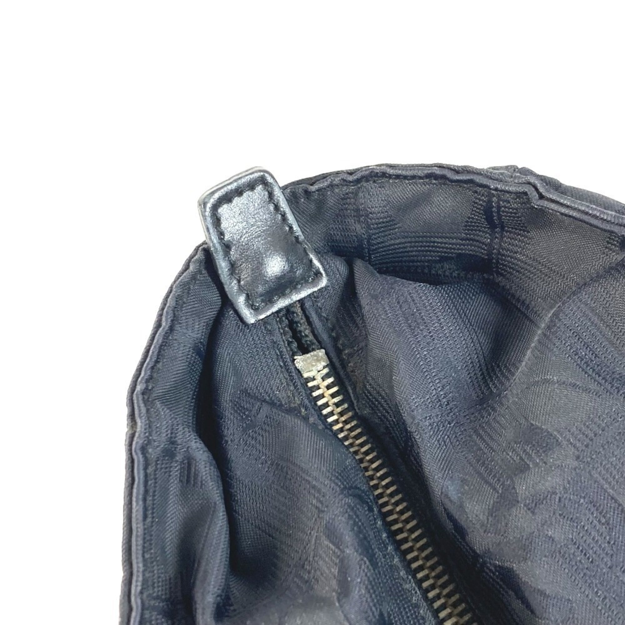 Chanel Black Nylon Leather Shoulder Bag Tote Bag (Pre-Owned)