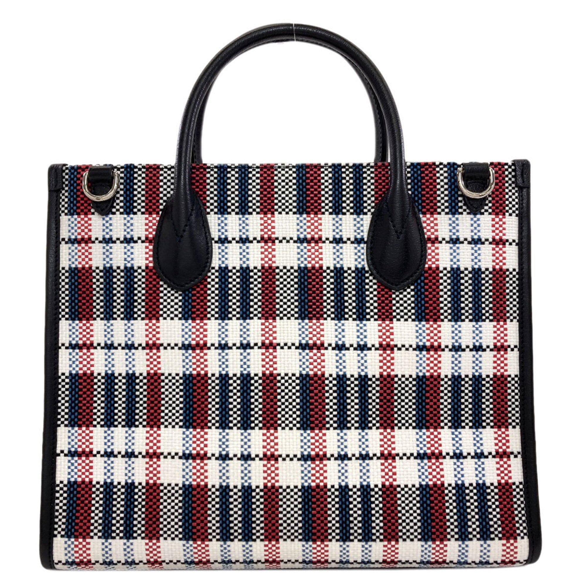 Gucci Black Blue Red Color White Canvas Handbag (Pre-Owned)