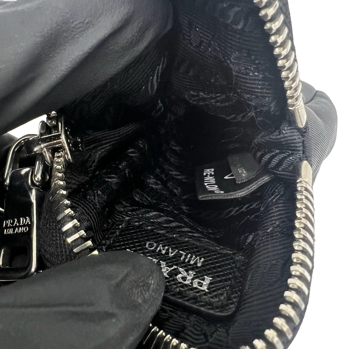 Prada Black Nylon Leather Pouch Shoulder Bag (Pre-Owned)