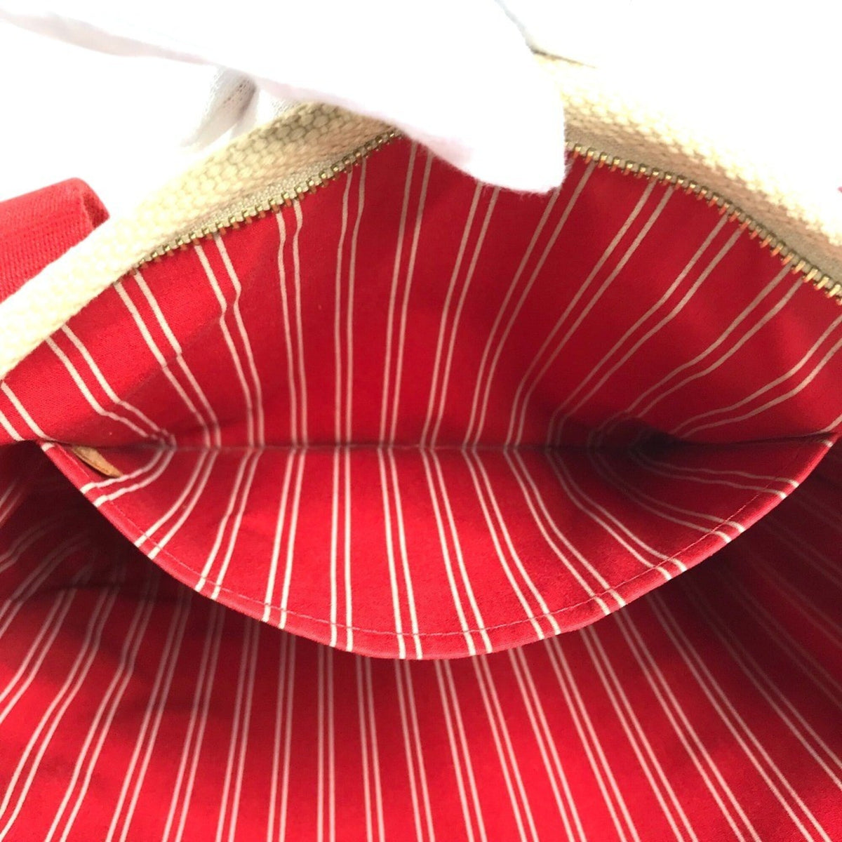 Louis Vuitton Antigua Beige Red Color Canvas Shoulder Bag Tote Bag (Pre-Owned)