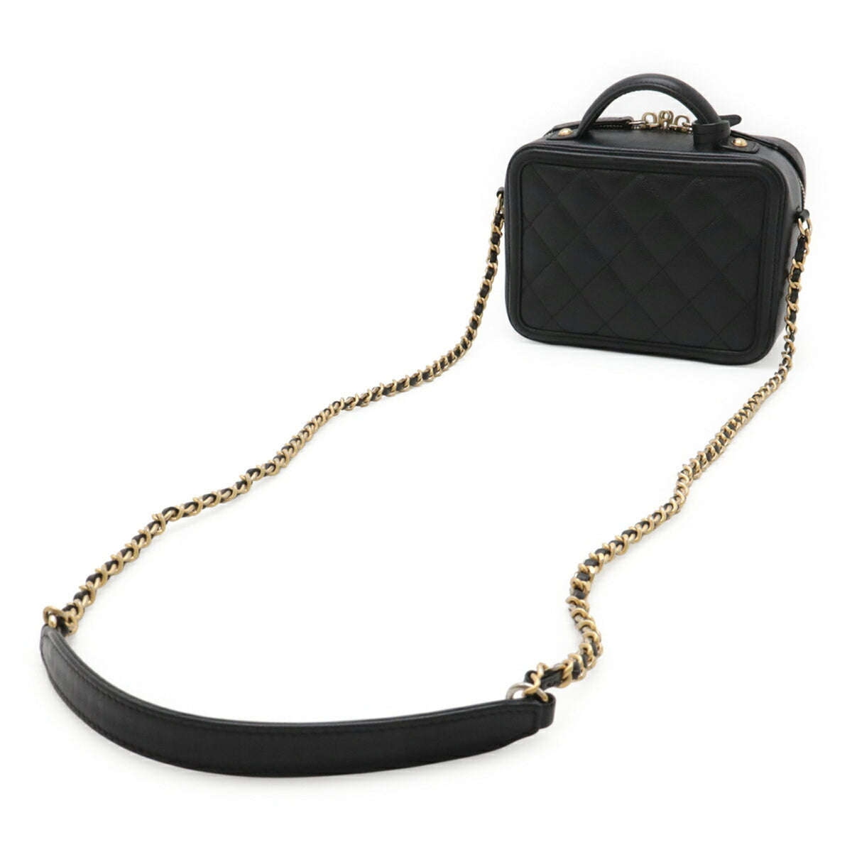 Chanel Black Grained Calfskin Handbag Shoulder Bag Vanity Bag (Pre-Owned)