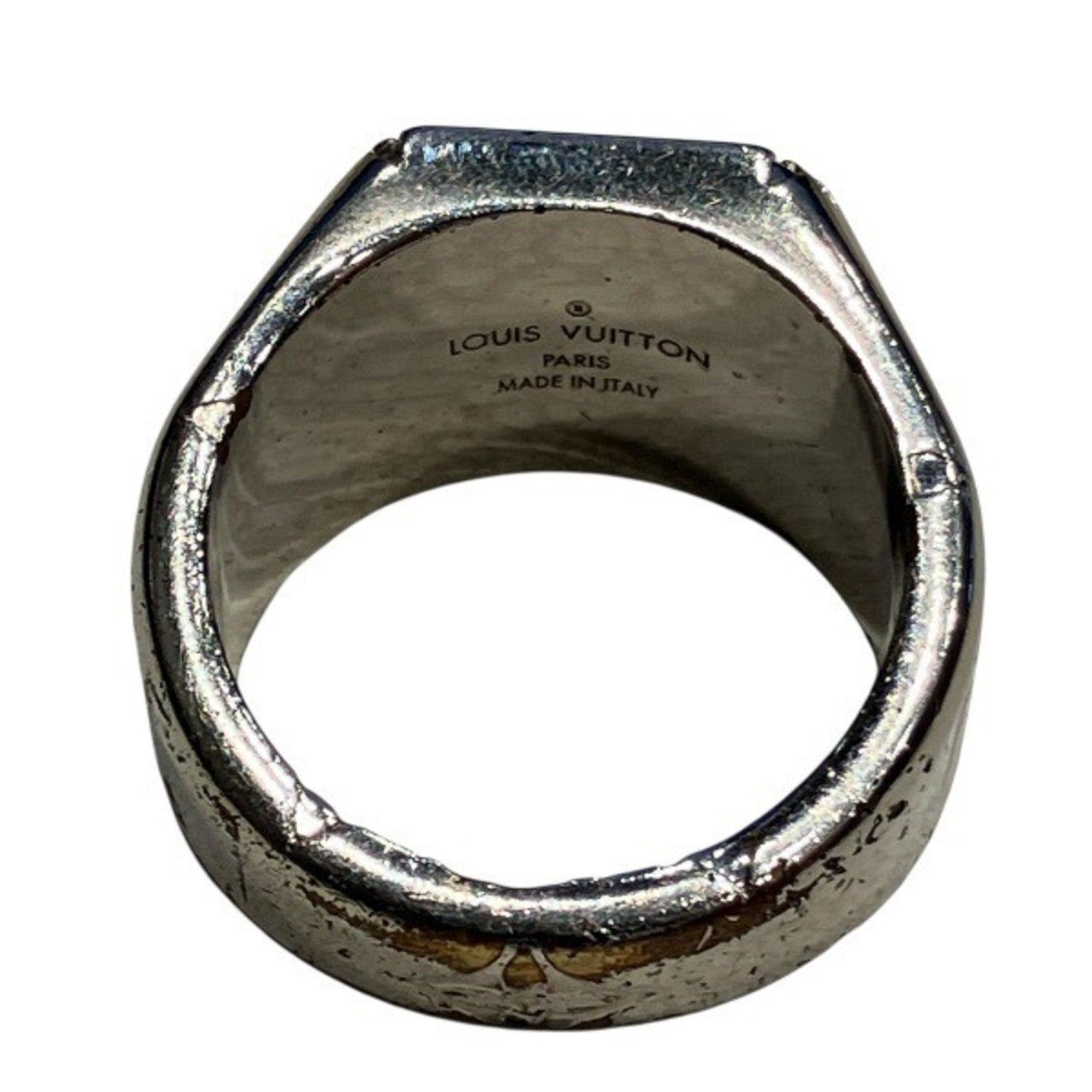 Louis Vuitton Silver Gold Plating Band Ring (Pre-Owned)