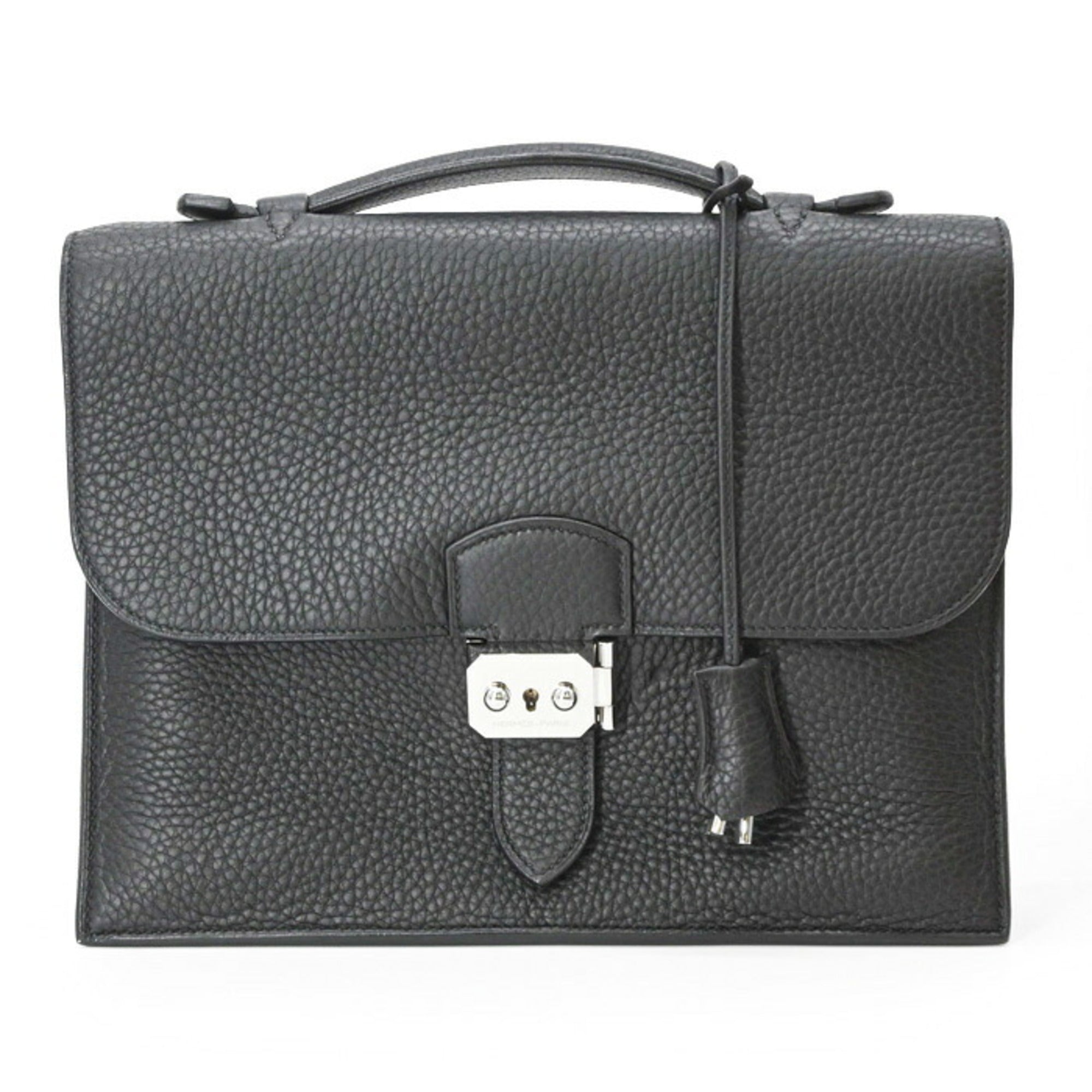 Hermes Black Taurillon Clemence Leather Handbag (Pre-Owned)
