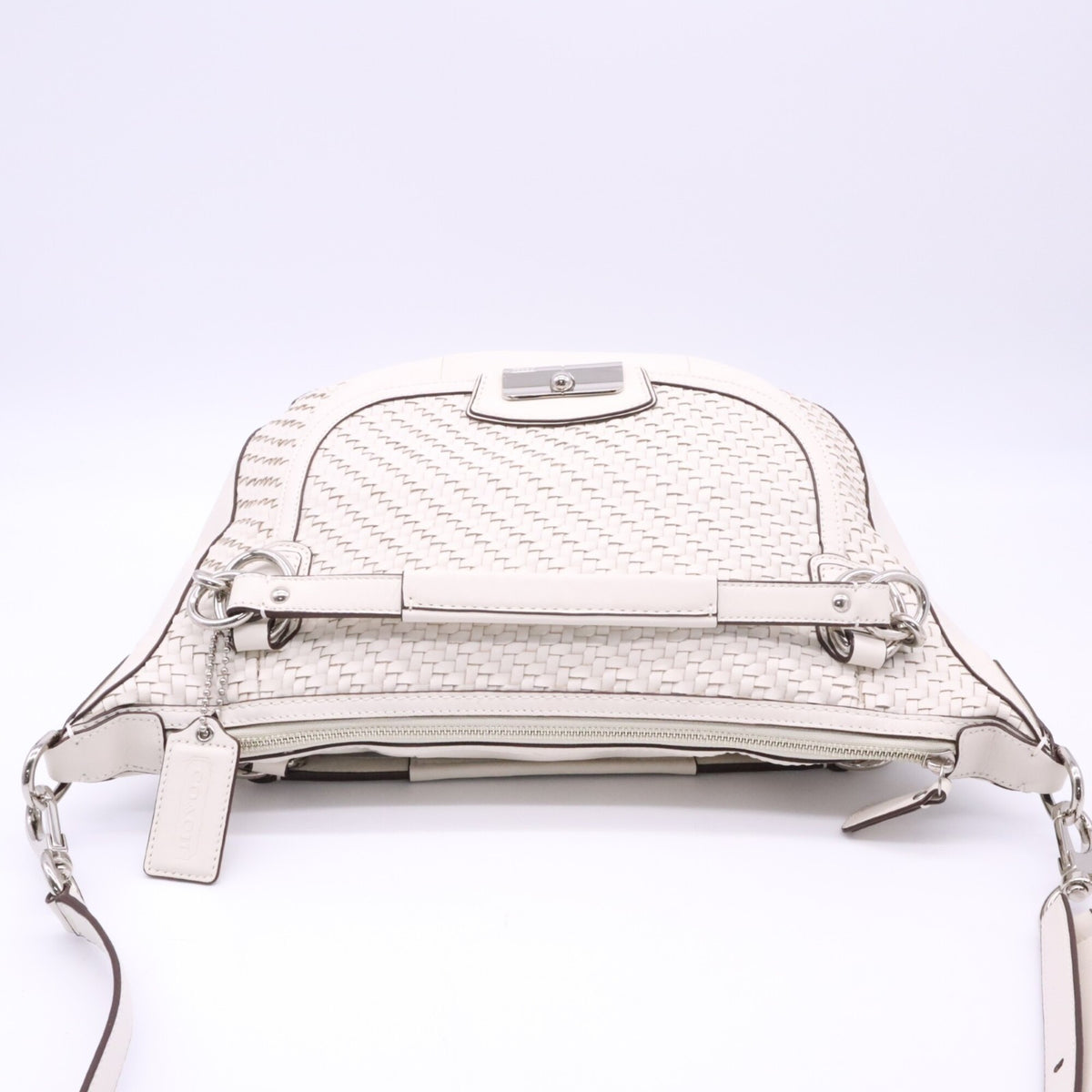 Coach Silver White Leather Handbag Shoulder Bag (Pre-Owned)