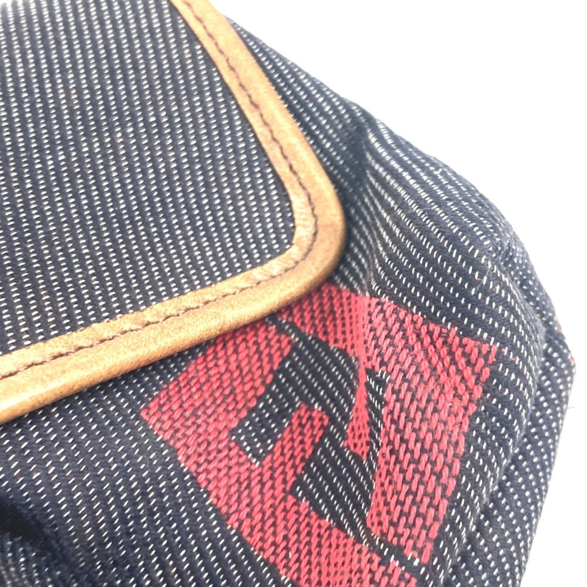 Fendi Blue Multi-Color Leather Canvas Shoulder Bag Sling Bag (Pre-Owned)