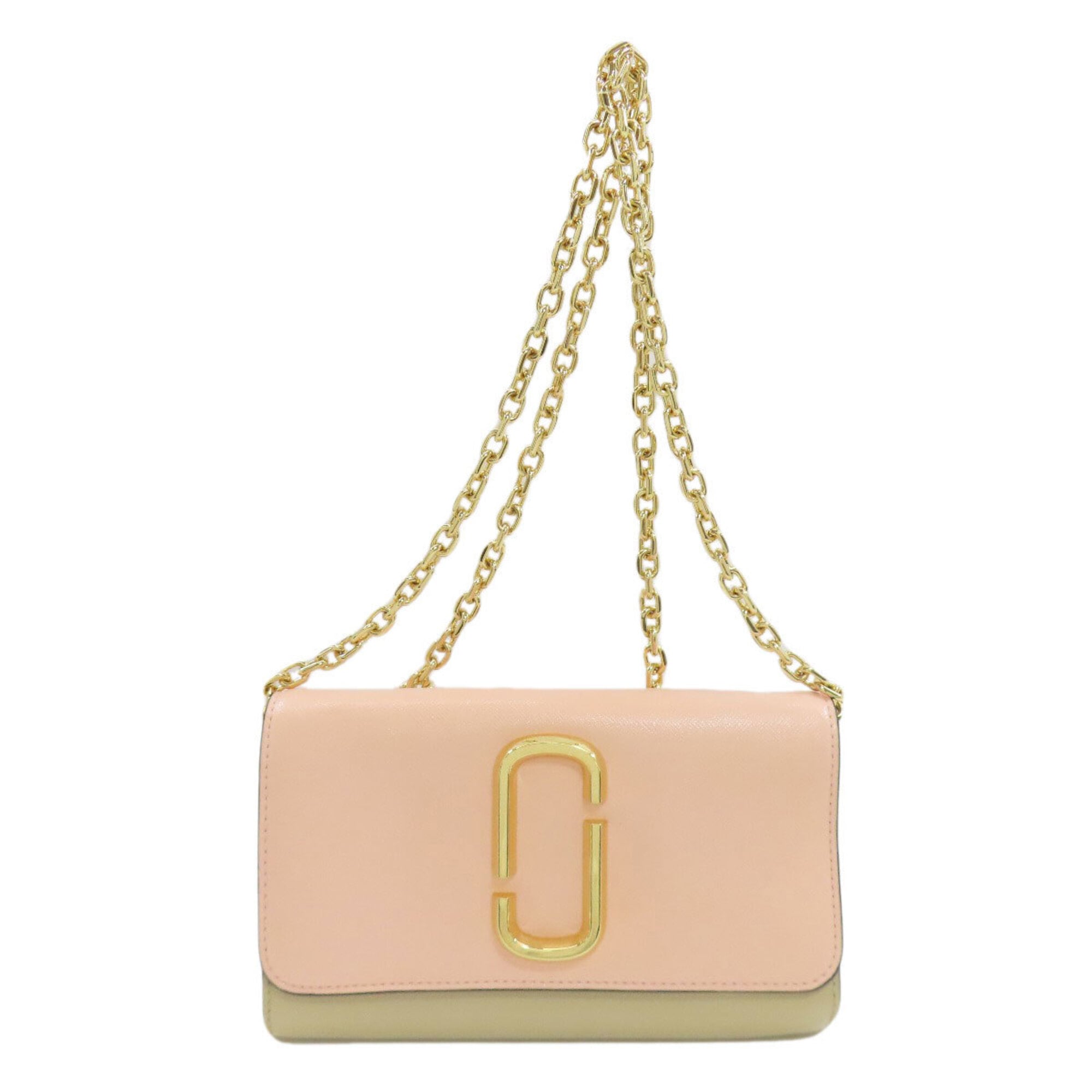 Marc Jacobs Beige Pink Leather Chain/Shoulder Wallet (Pre-Owned)