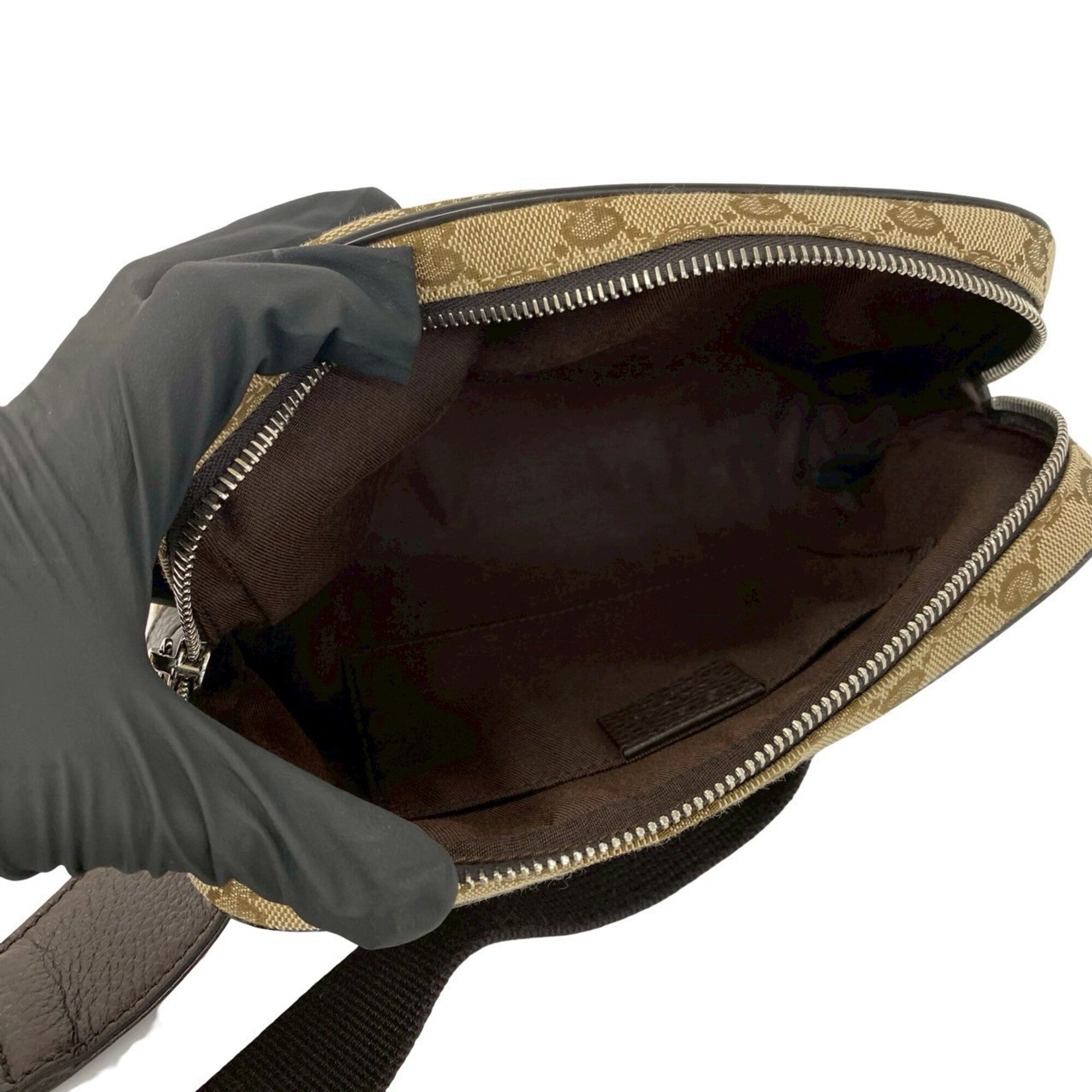Gucci Brown Canvas Leather Pochette Pouch Sling Bag (Pre-Owned)