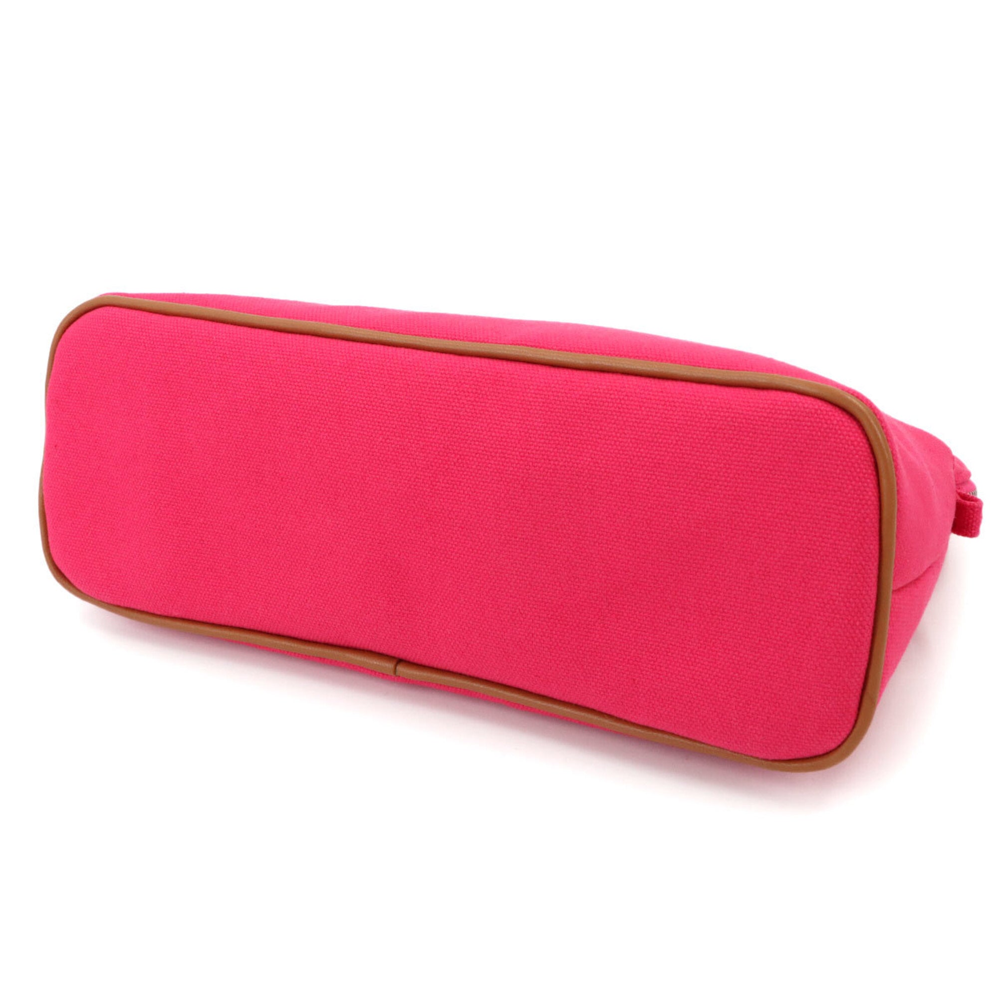 Hermes Pink Cotton Canvas Leather Pouch (Pre-Owned)