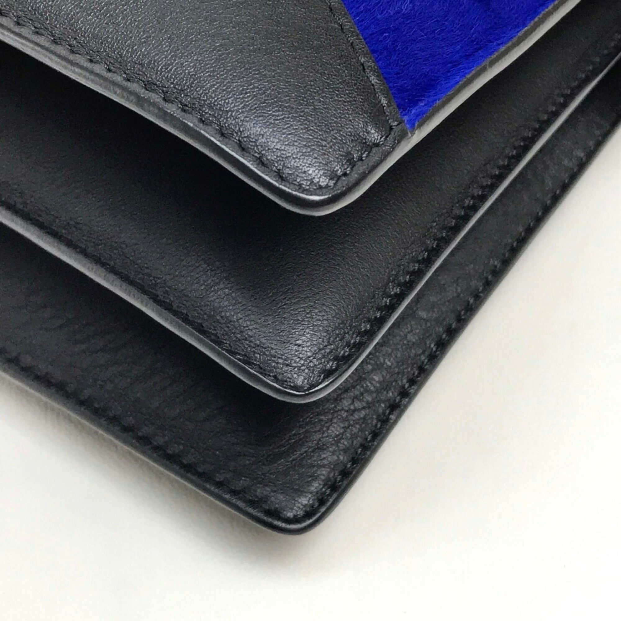 Celine Diamond Black Blue Brown Gray Suede Leather Clutch Bag Shoulder Bag (Pre-Owned)