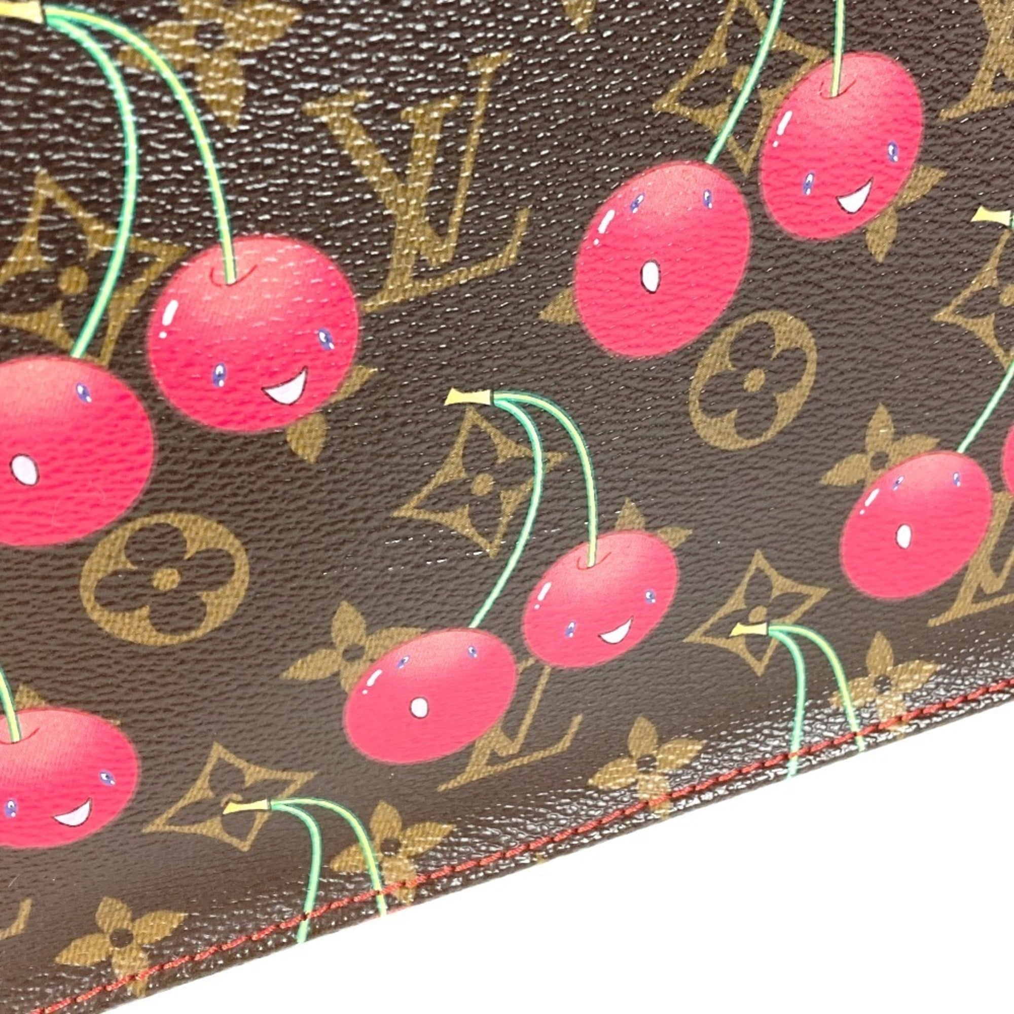 Louis Vuitton Brown Monogram Cherry Red Color Monogram Leather Shoulder Bag Tote Bag (Pre-Owned)