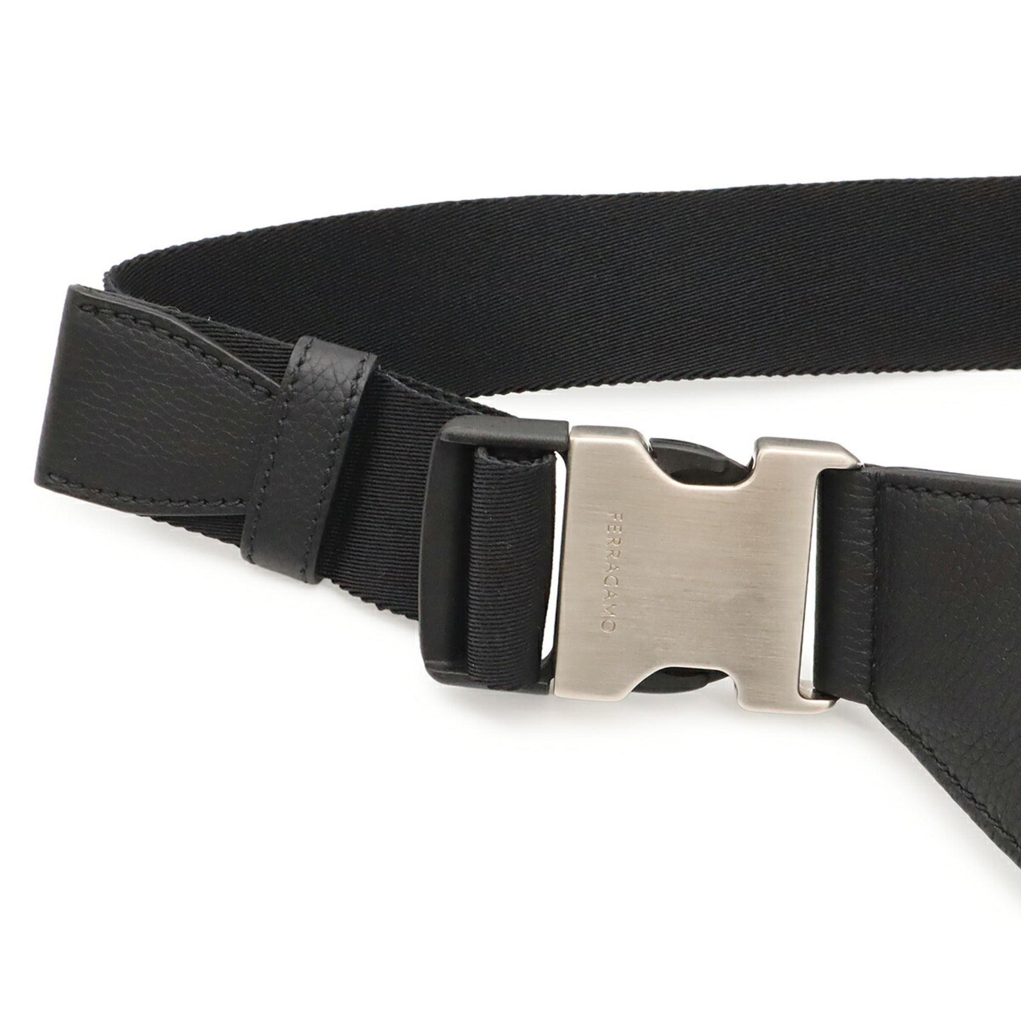 Salvatore Ferragamo Gancini Black Leather Fanny Pack (Pre-Owned)