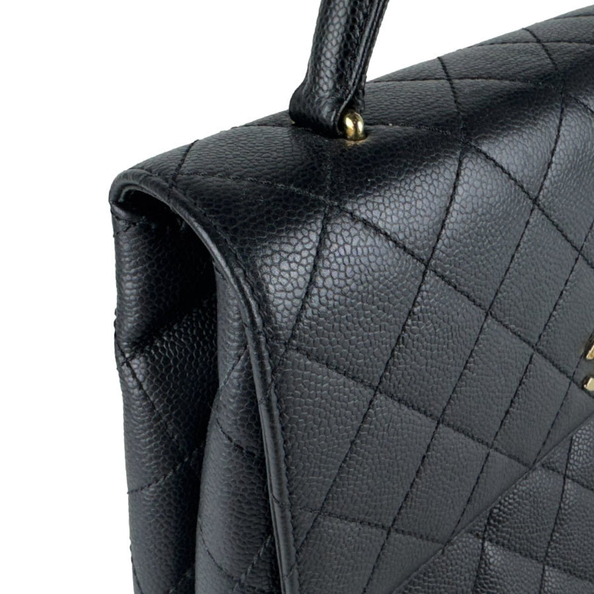 Chanel Black Grained Calfskin Handbag (Pre-Owned)