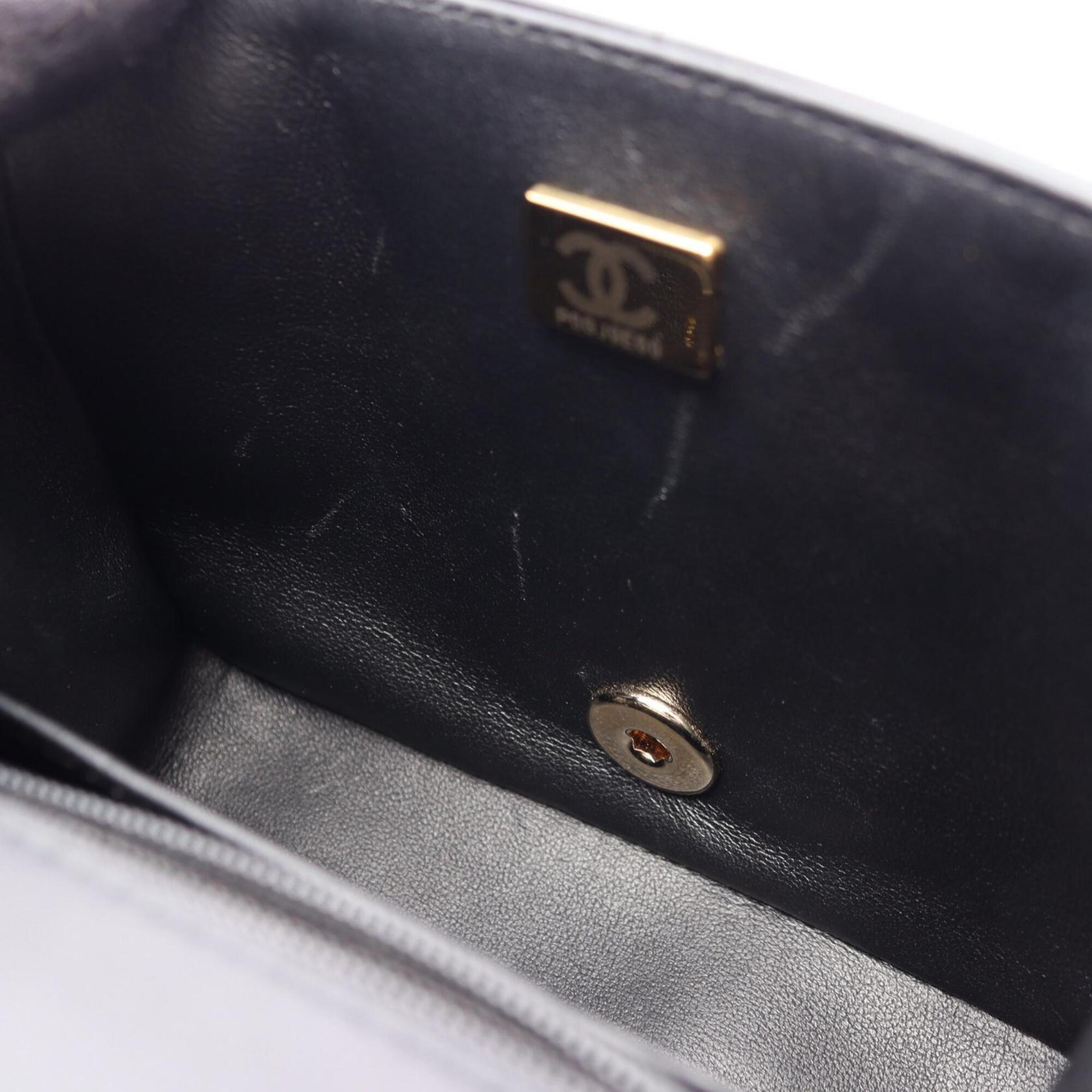 Chanel Chocolate Bar Black Leather Handbag Shoulder Bag (Pre-Owned)