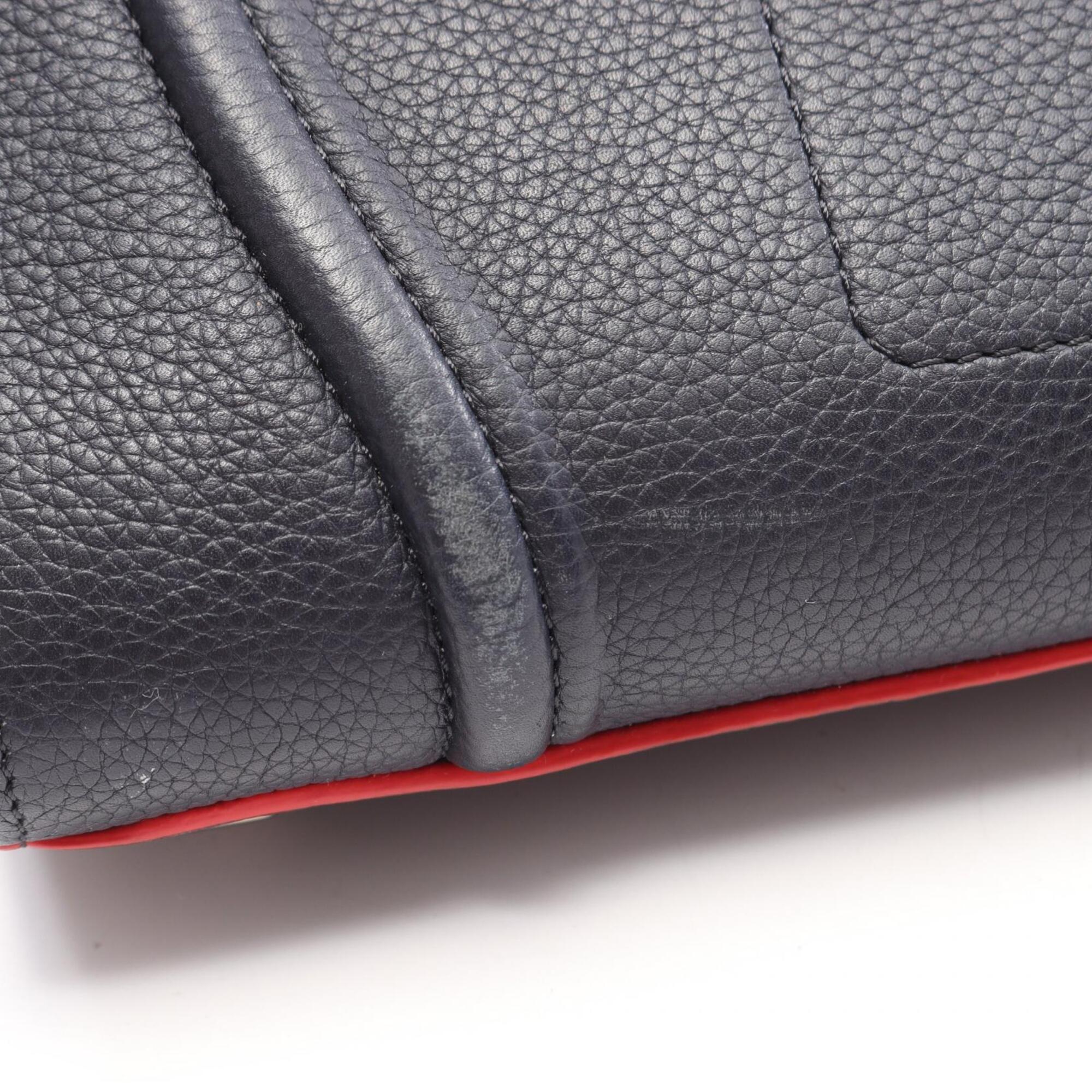 Celine Navy Red Color Leather Handbag Tote Bag (Pre-Owned)