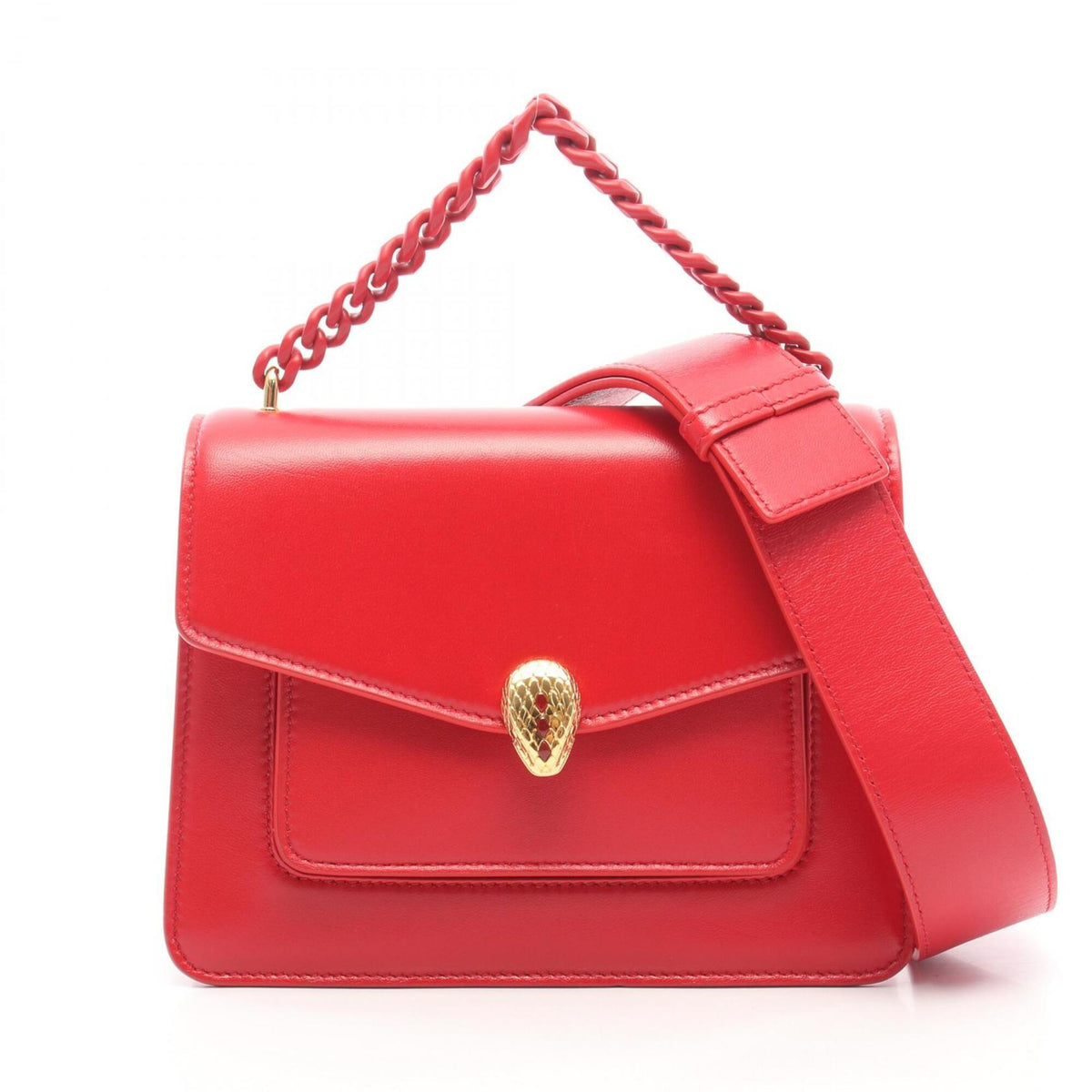 Bvlgari Red Color Leather Handbag (Pre-Owned)