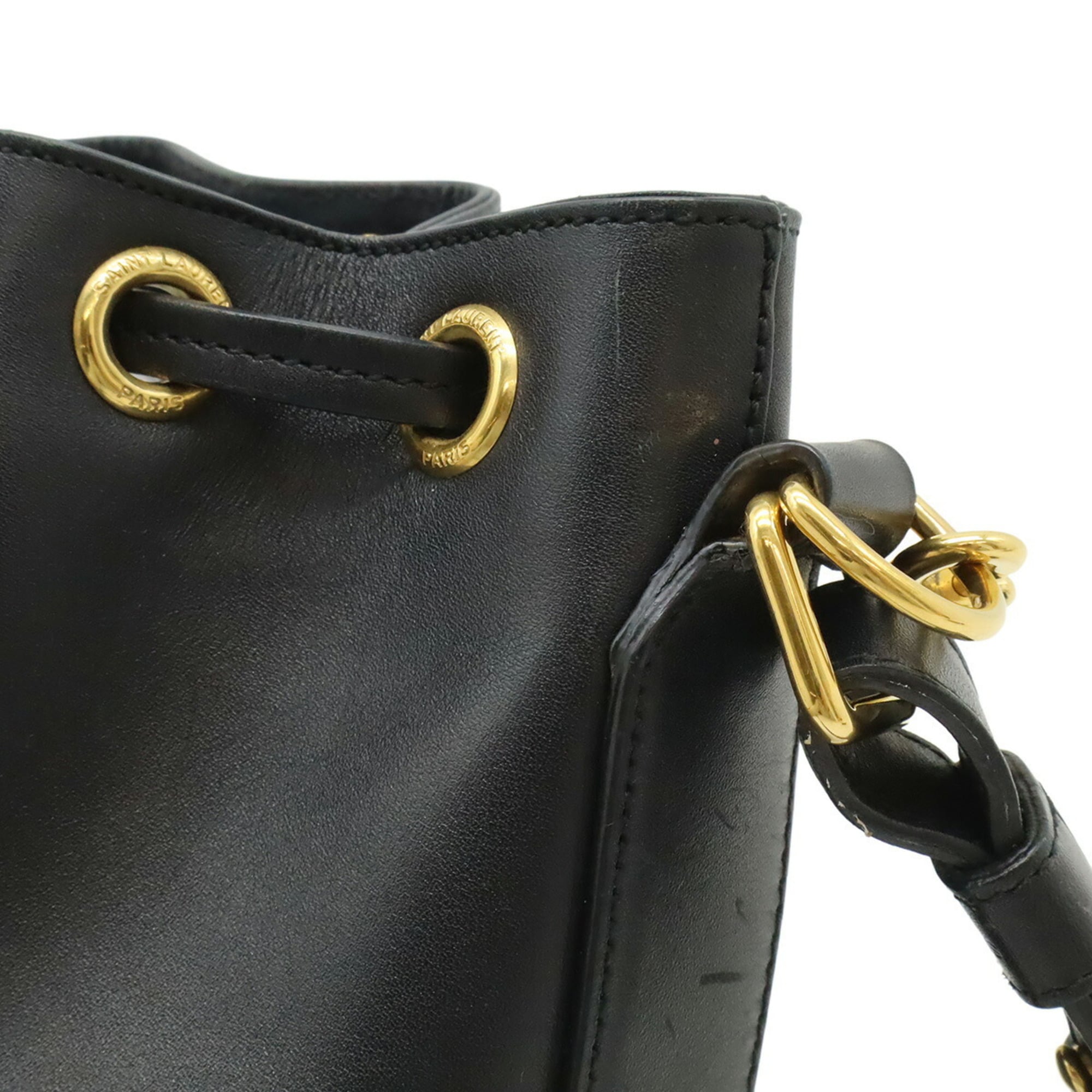 Yves Saint Laurent Black Leather Baguette Bag Handbag Shoulder Bag (Pre-Owned)