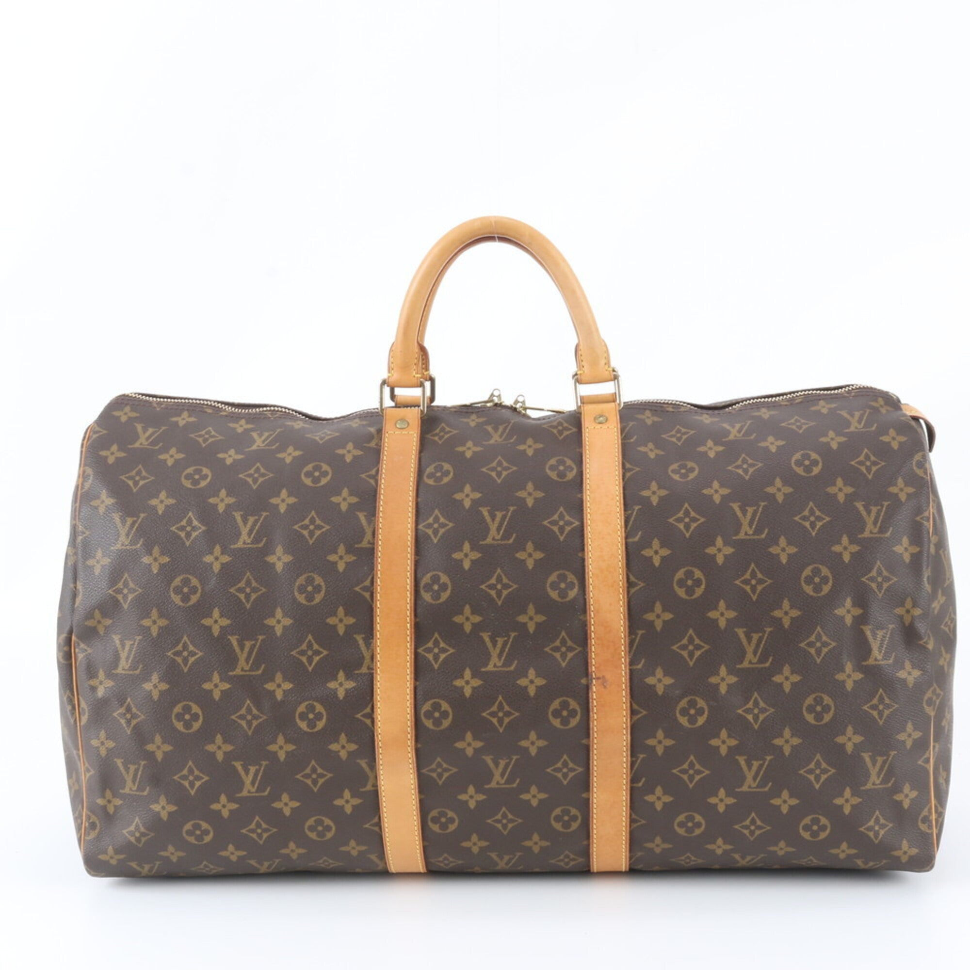 Louis Vuitton Brown Leather Coated Canvas Boston Bag Tote Bag (Pre-Owned)