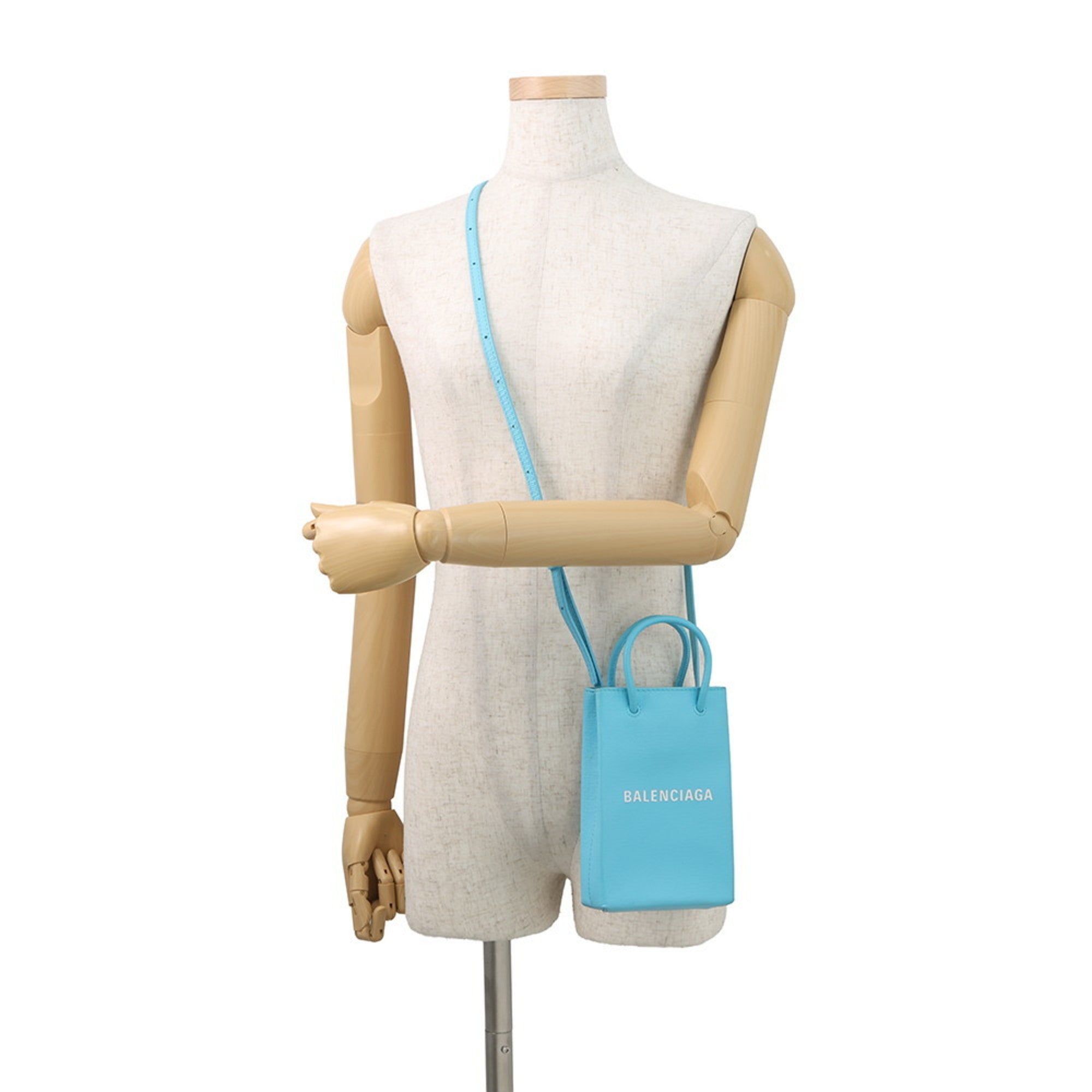 Balenciaga Light Blue Leather Handbag Shoulder Bag (Pre-Owned)