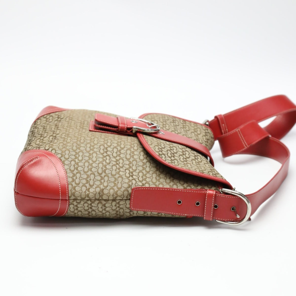Coach Brown Red Color Canvas Shoulder Bag (Pre-Owned)