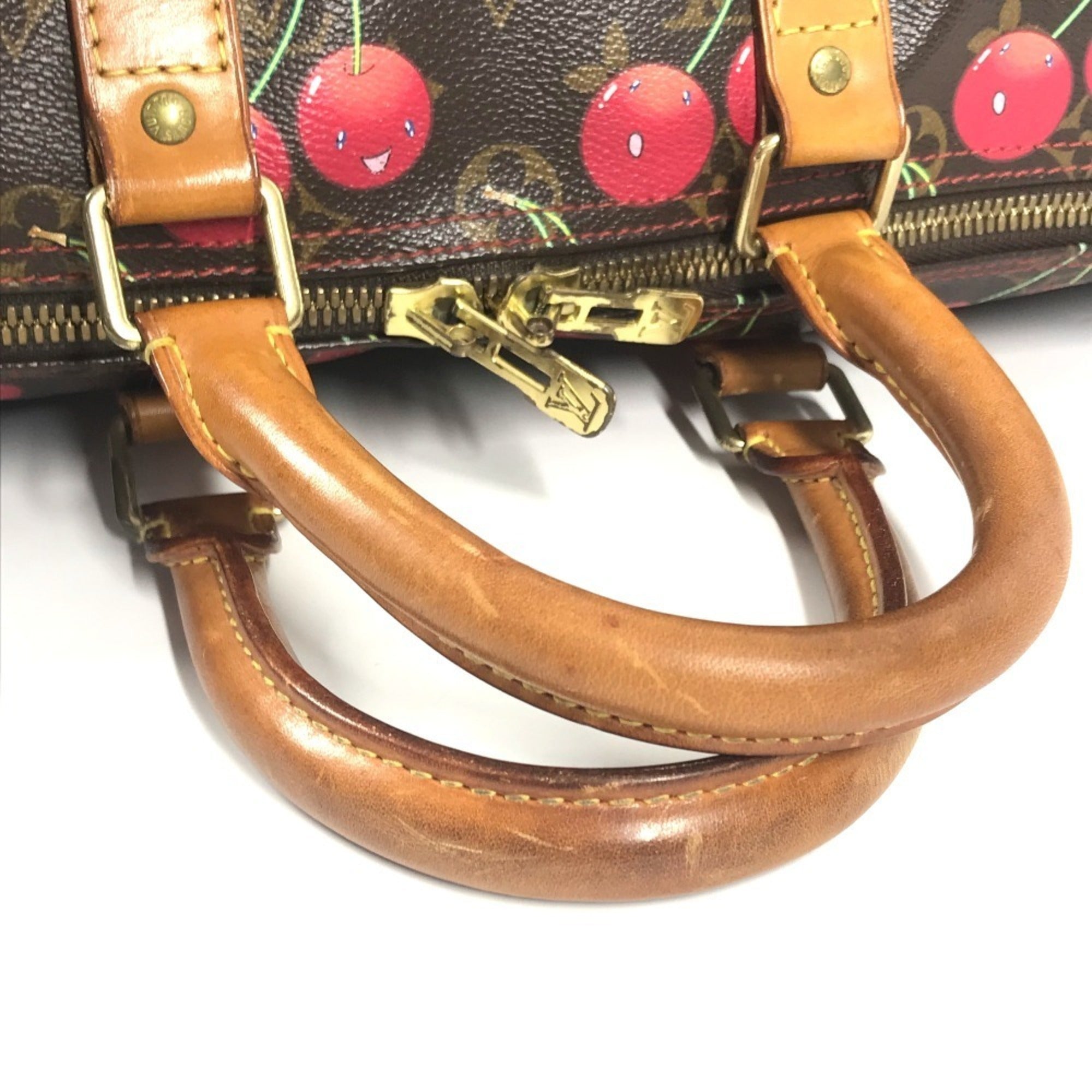 Louis Vuitton Brown Monogram Cherry Red Color Monogram Boston Bag (Pre-Owned)