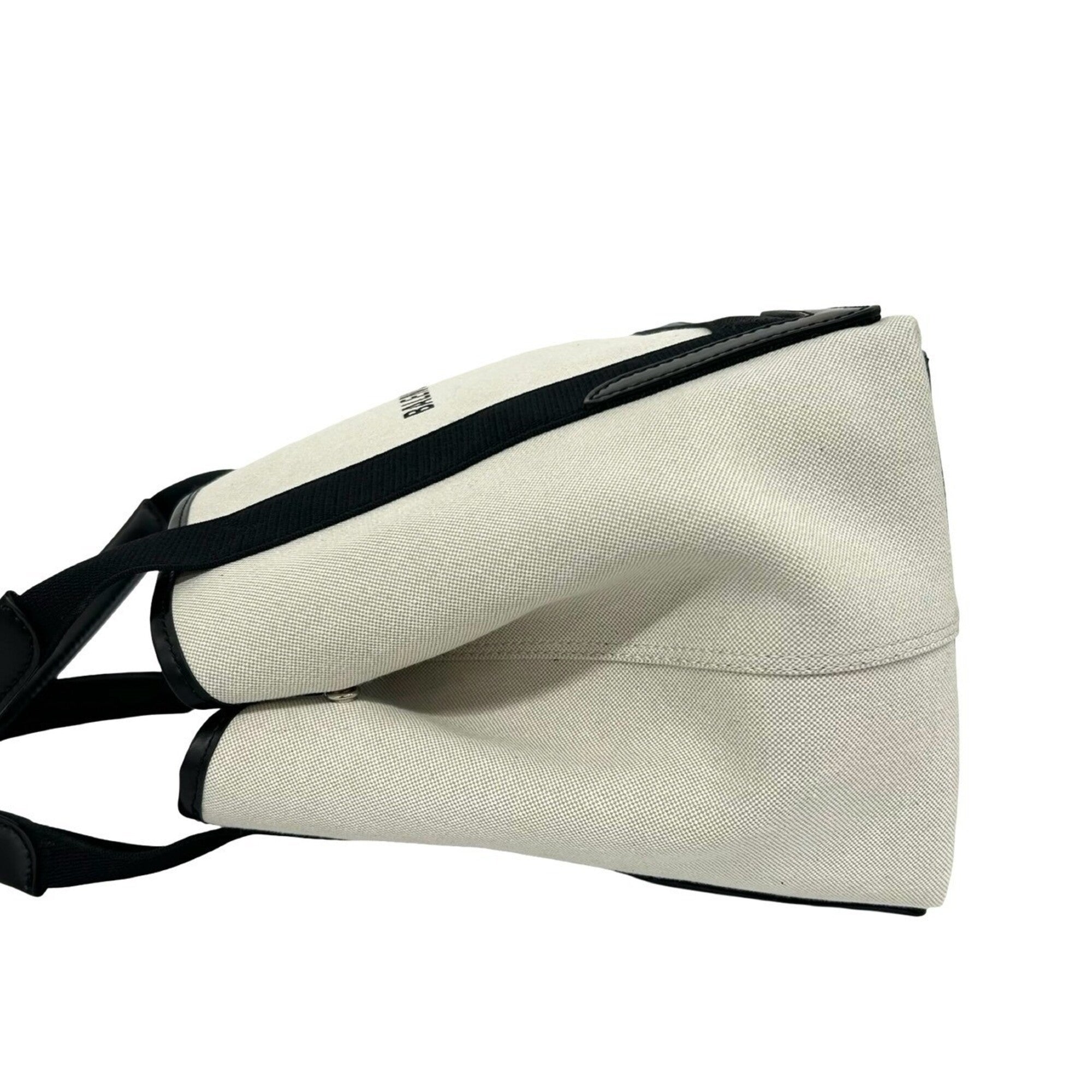 Balenciaga Navy White Canvas Leather Handbag Pouch Tote Bag (Pre-Owned)