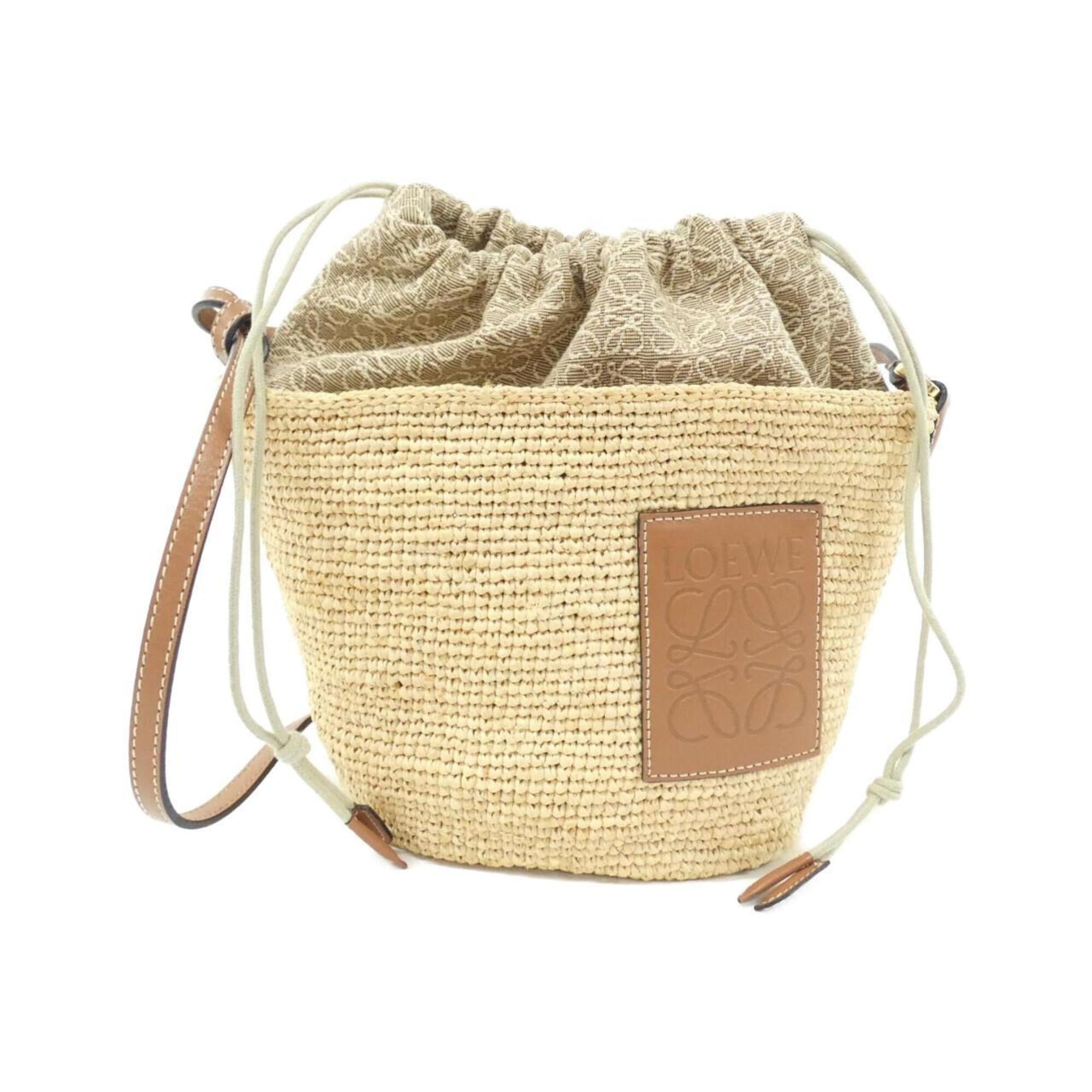 Loewe Raffia Canvas Shoulder Bag (Pre-Owned)