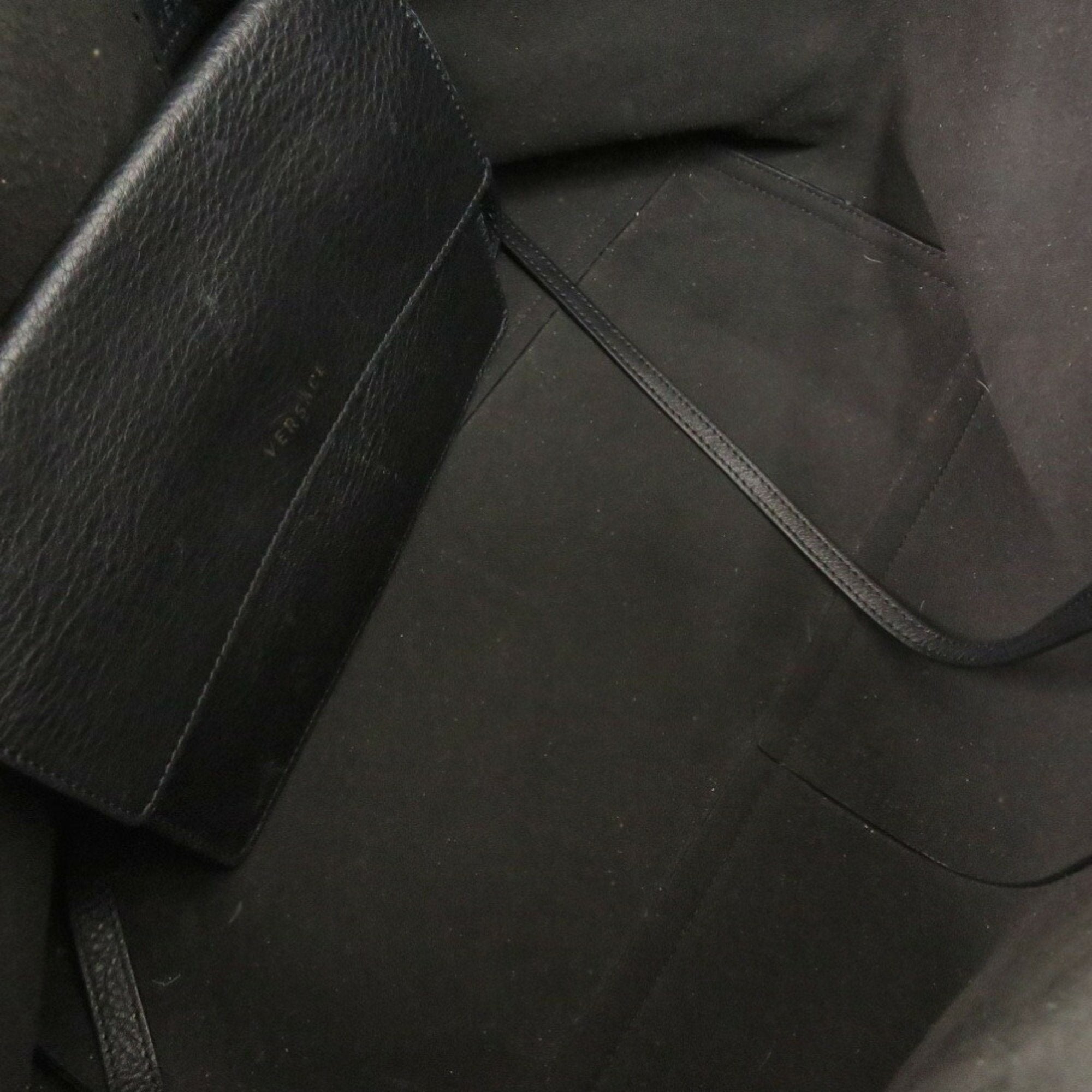 Versace Black Leather Tote Bag (Pre-Owned)