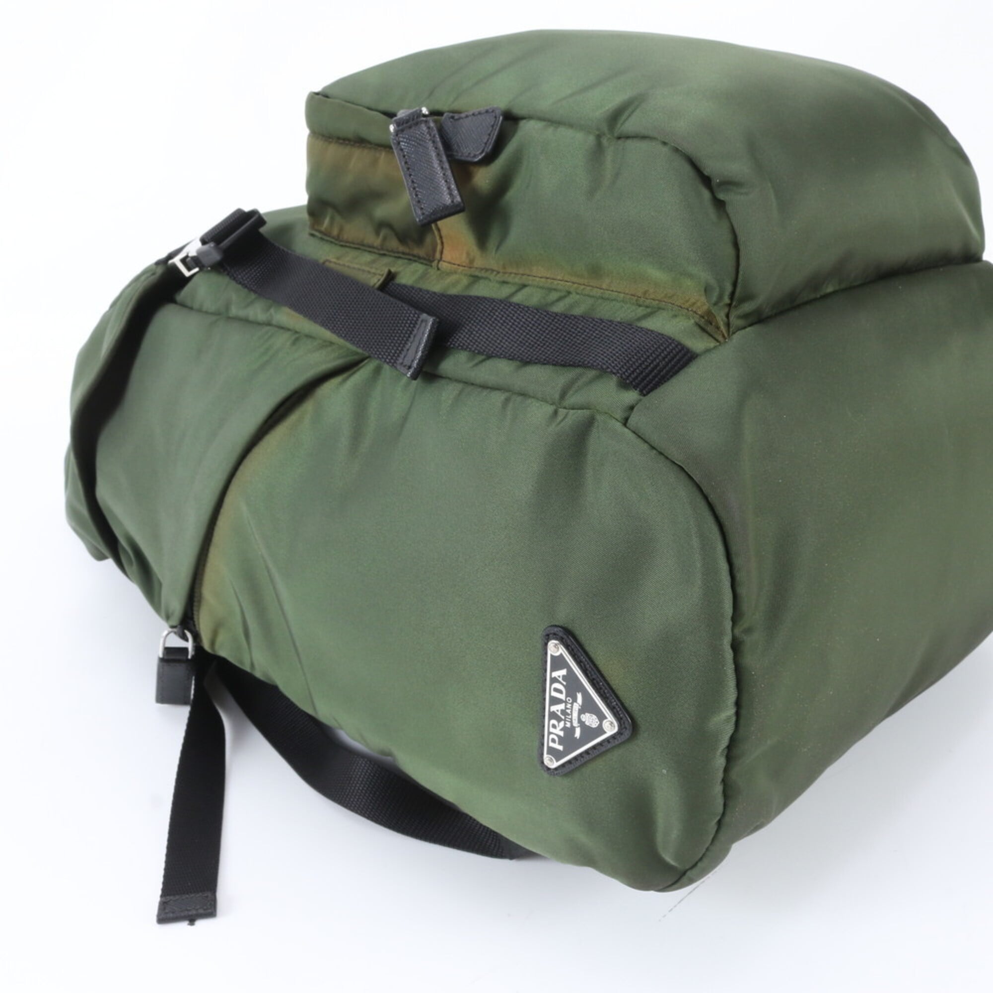 Prada Green Khaki Nylon Backpack Handbag (Pre-Owned)