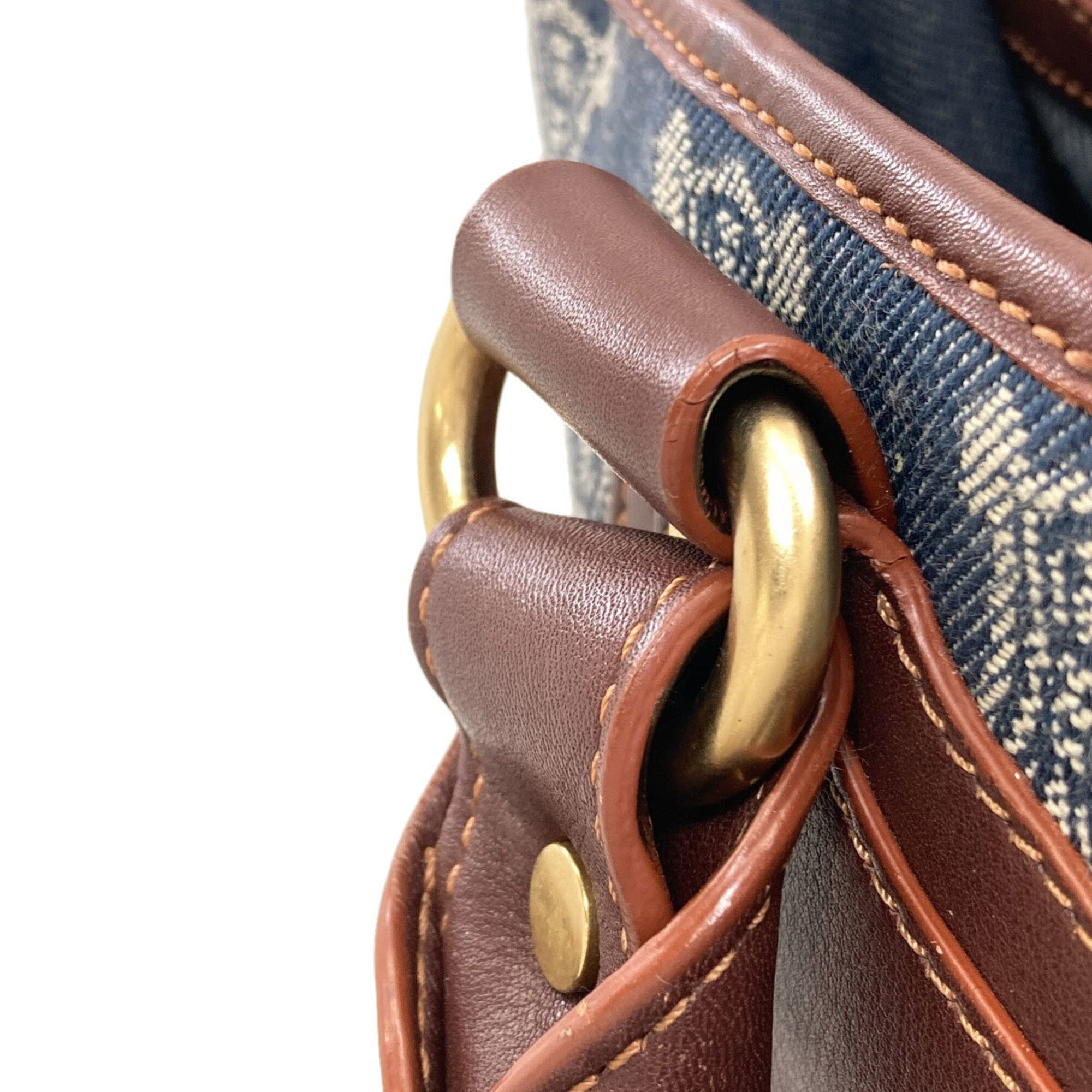 Celine Brown Dark Blue Denim Leather Handbag (Pre-Owned)