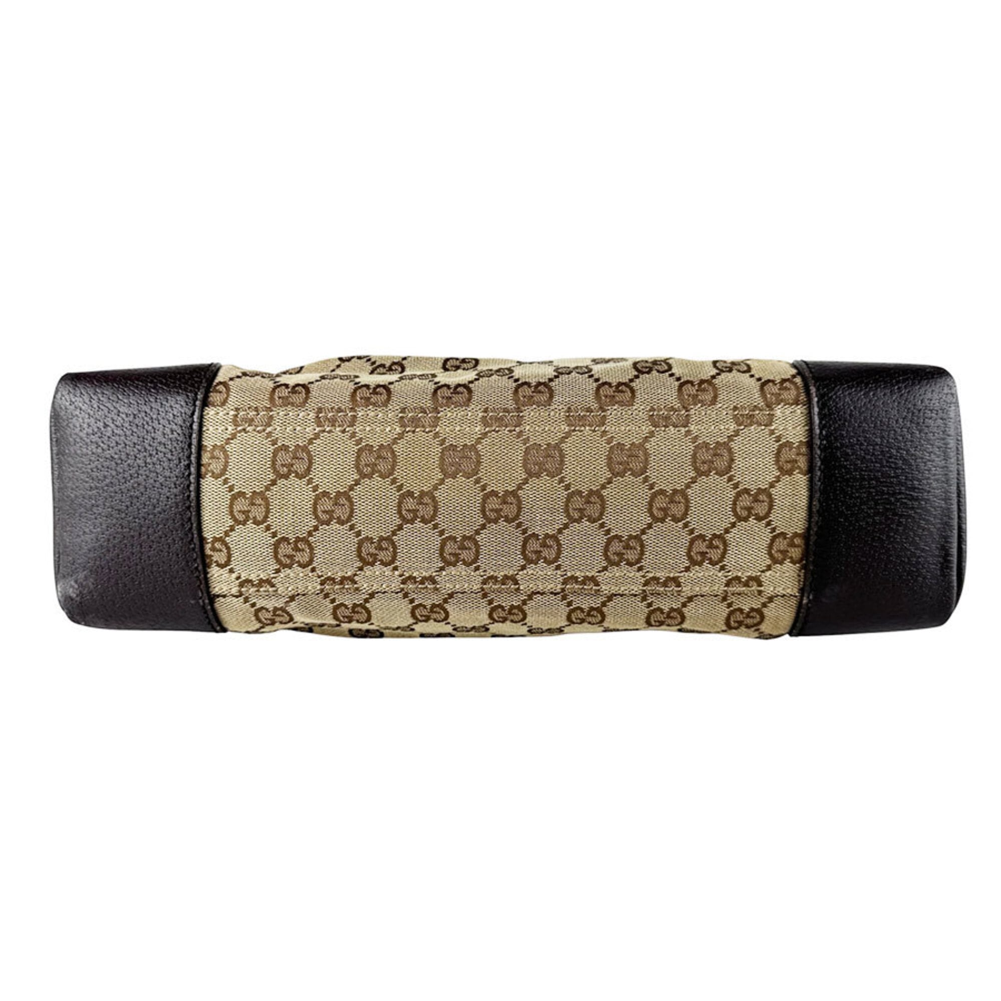 Gucci Brown Gg Canvas Leather Shoulder Bag (Pre-Owned)