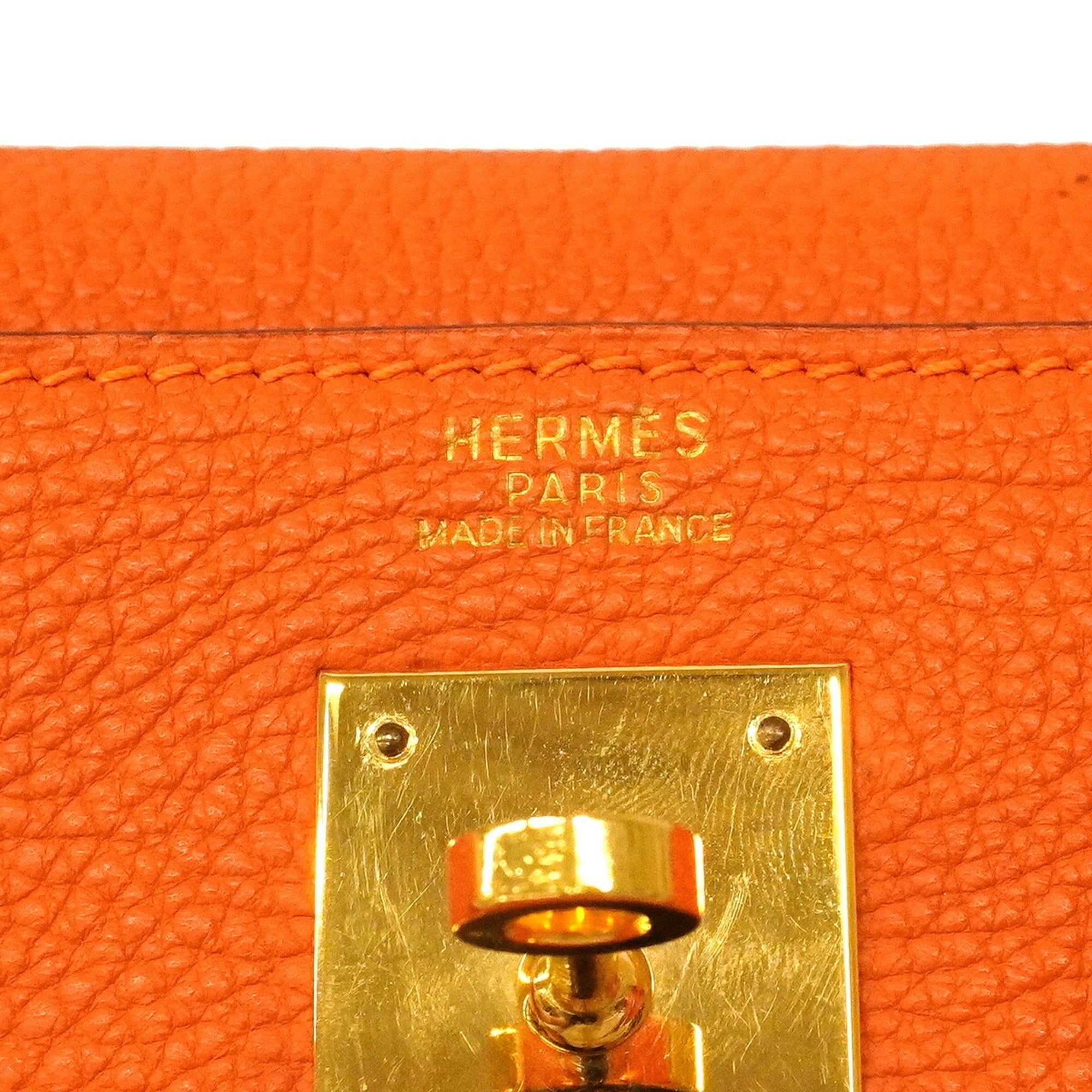 Hermes Orange Togo Leather Handbag (Pre-Owned)