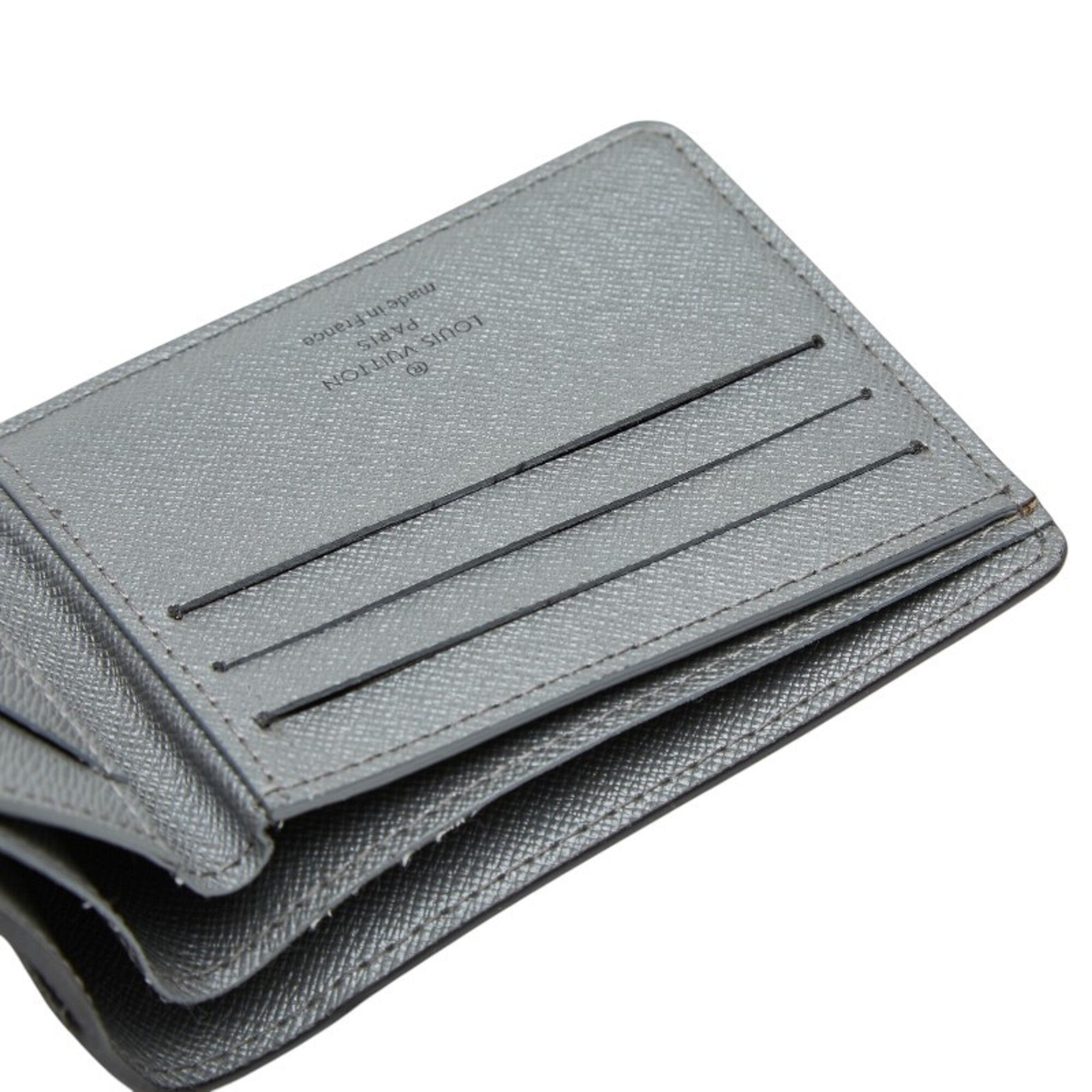 Louis Vuitton Taigarama Silver Leather Wallet (Bi-Fold) (Pre-Owned)