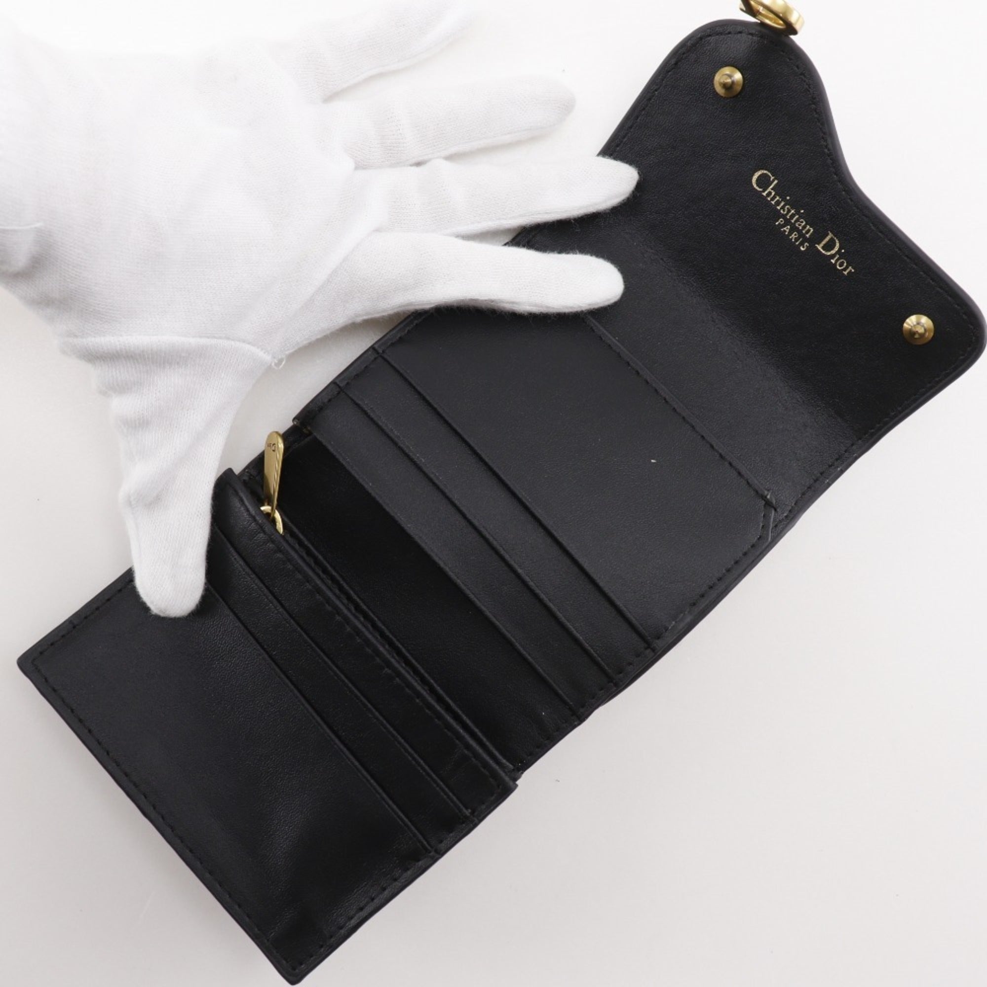 Christian Dior Black Leather Wallet (Tri-Fold) (Pre-Owned)