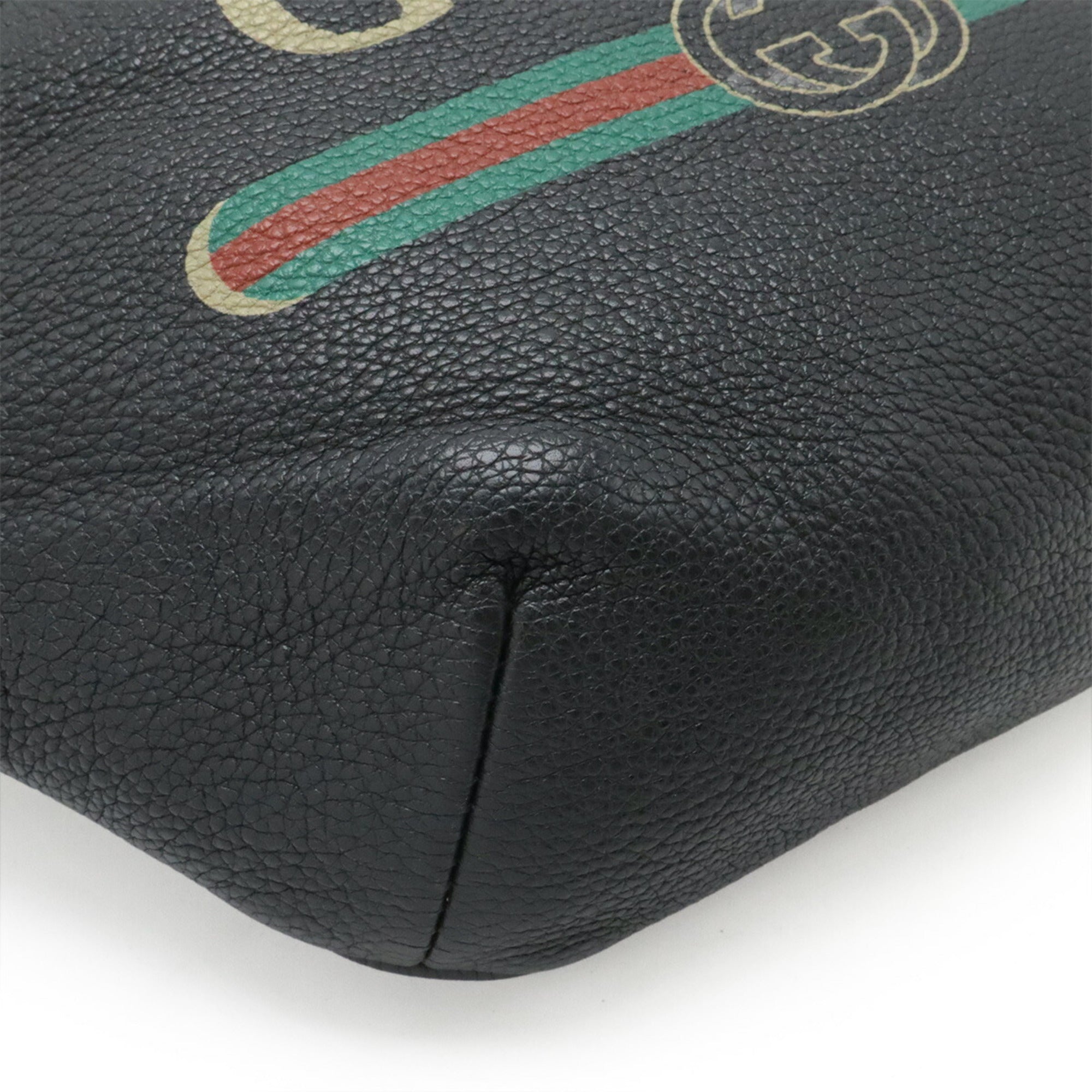 Gucci Black Green Red Color Leather Fanny Pack Sling Bag (Pre-Owned)