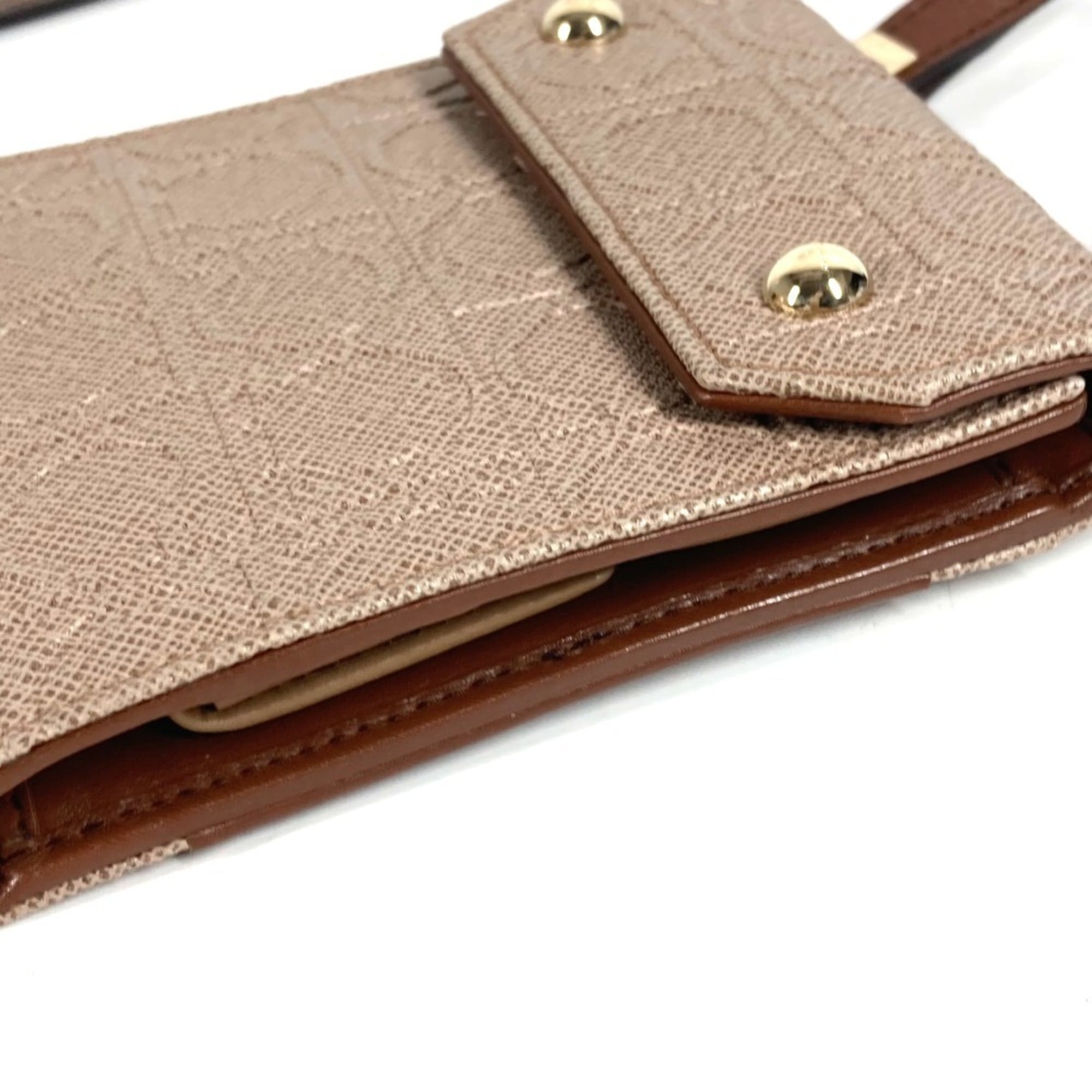 Salvatore Ferragamo Beige Black Leather Chain/Shoulder Wallet (Pre-Owned)