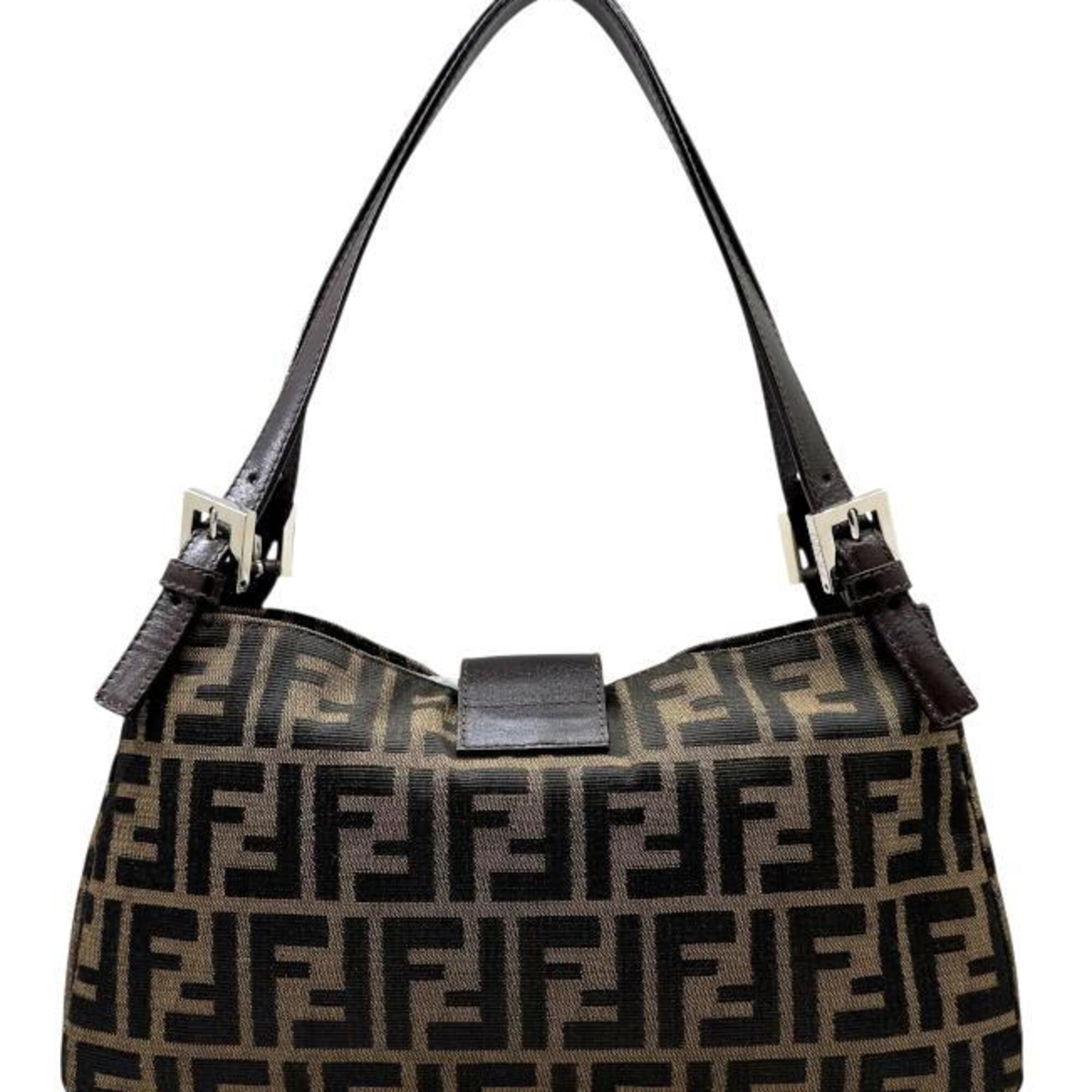 Fendi Brown Canvas Leather Handbag Shoulder Bag (Pre-Owned)