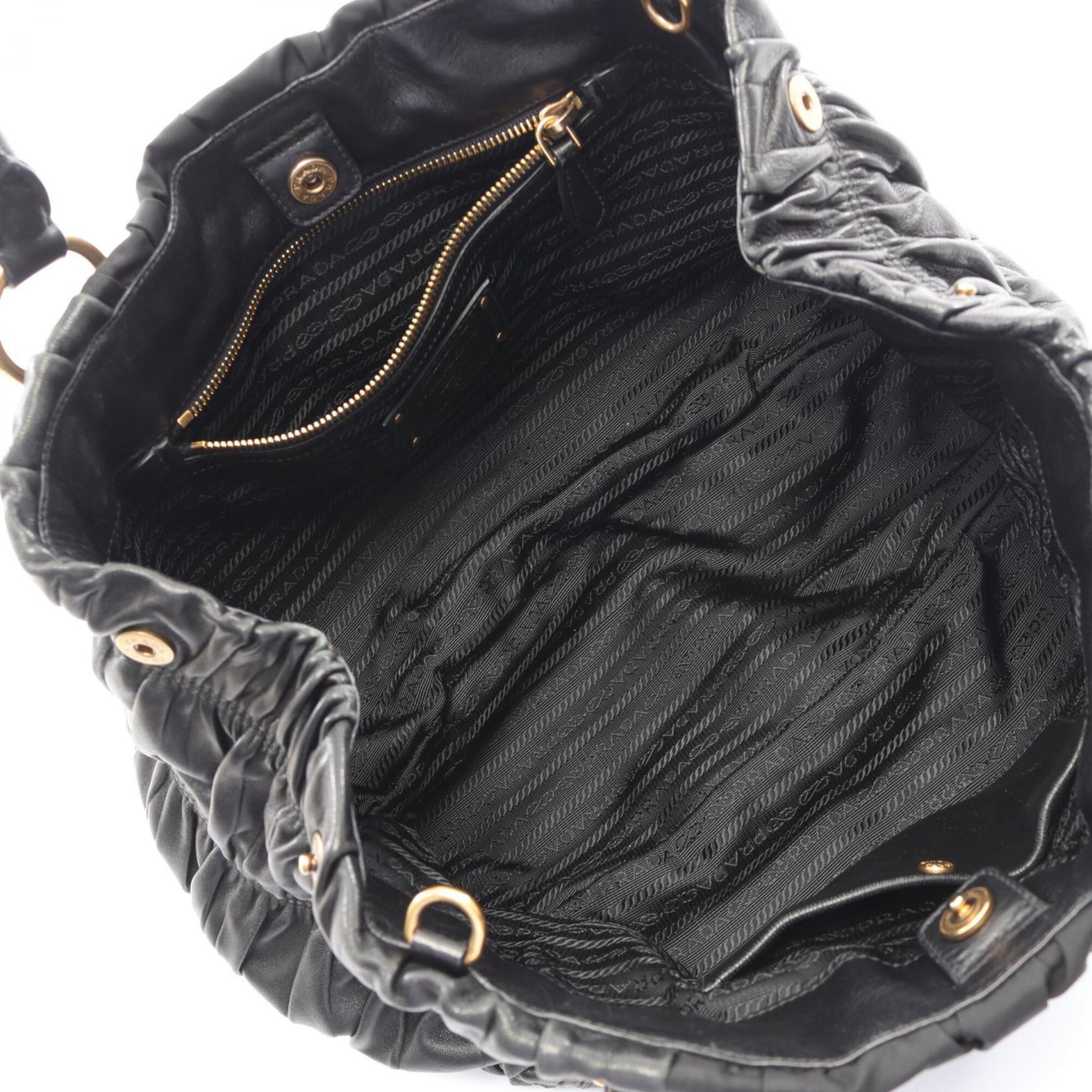 Prada Black Nylon Leather Handbag Tote Bag (Pre-Owned)