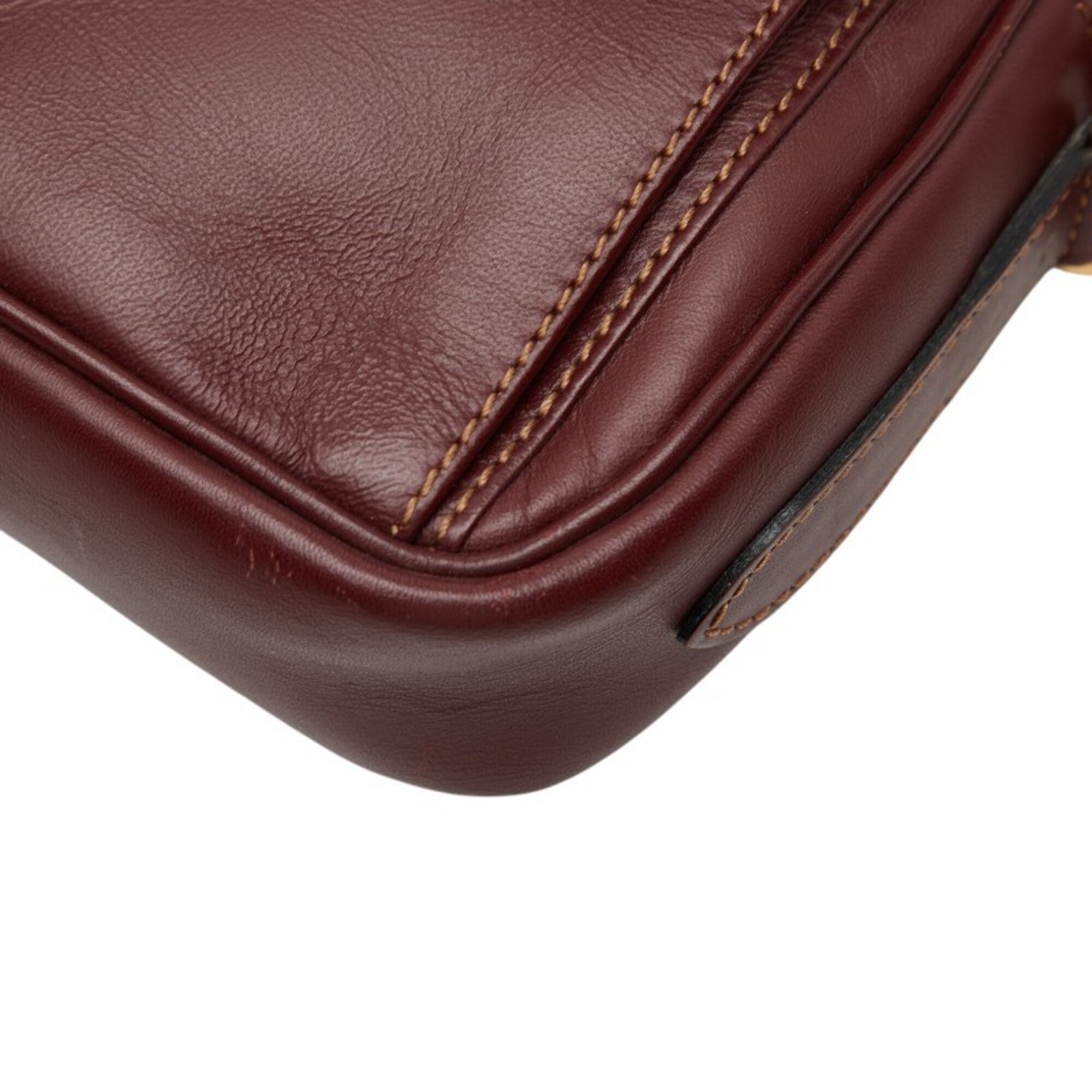 Cartier Must Bordeaux Wine Red Leather Shoulder Bag (Pre-Owned)
