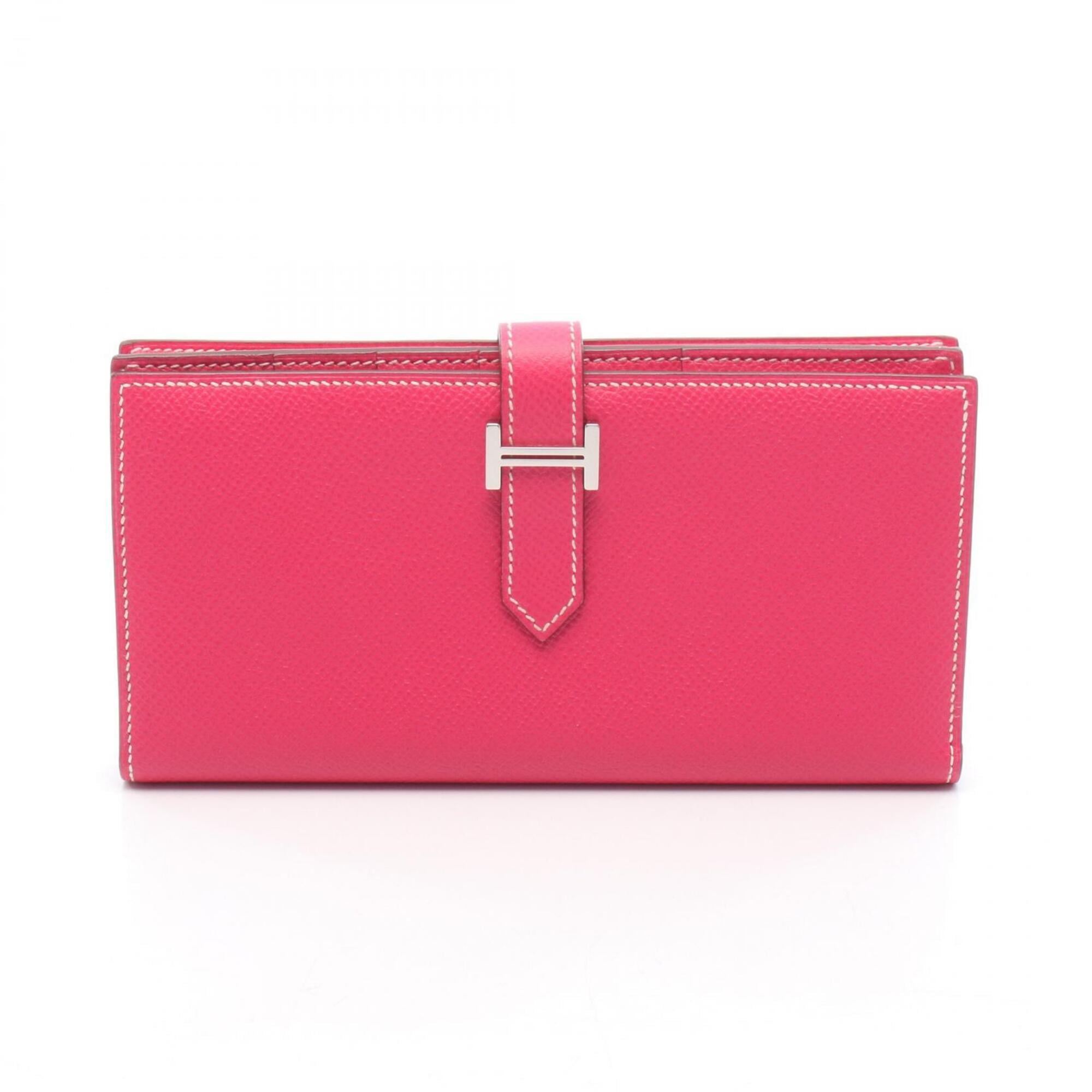 Hermes Pink Rose Tyrien Epsom Leather Long Wallet (Bi-Fold) (Pre-Owned)