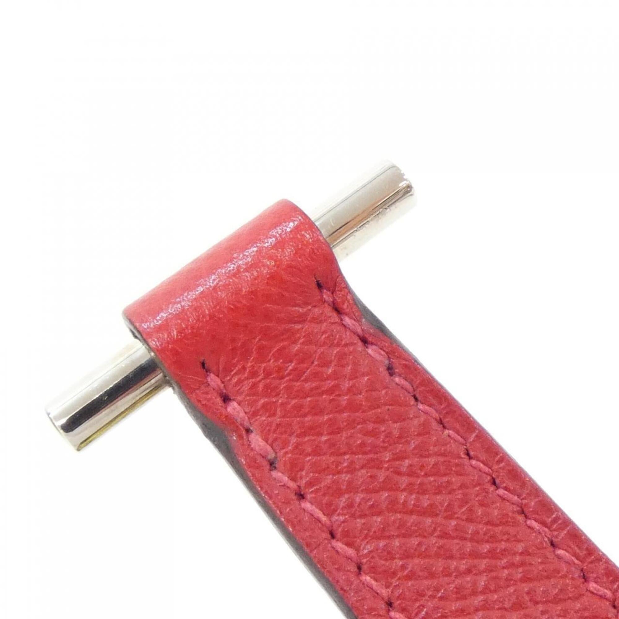 Hermes Red Color Rose Eglantine Rouge Casaque Epsom Leather Silk Shoulder Bag (Pre-Owned)