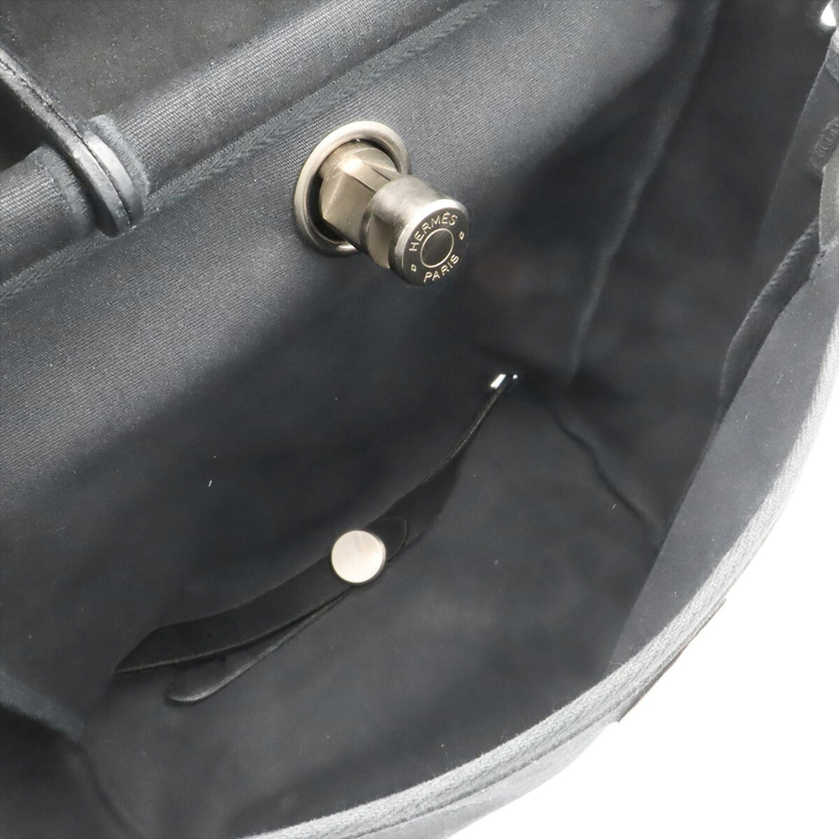 Hermes Black Toile Officier Leather Backpack Handbag (Pre-Owned)