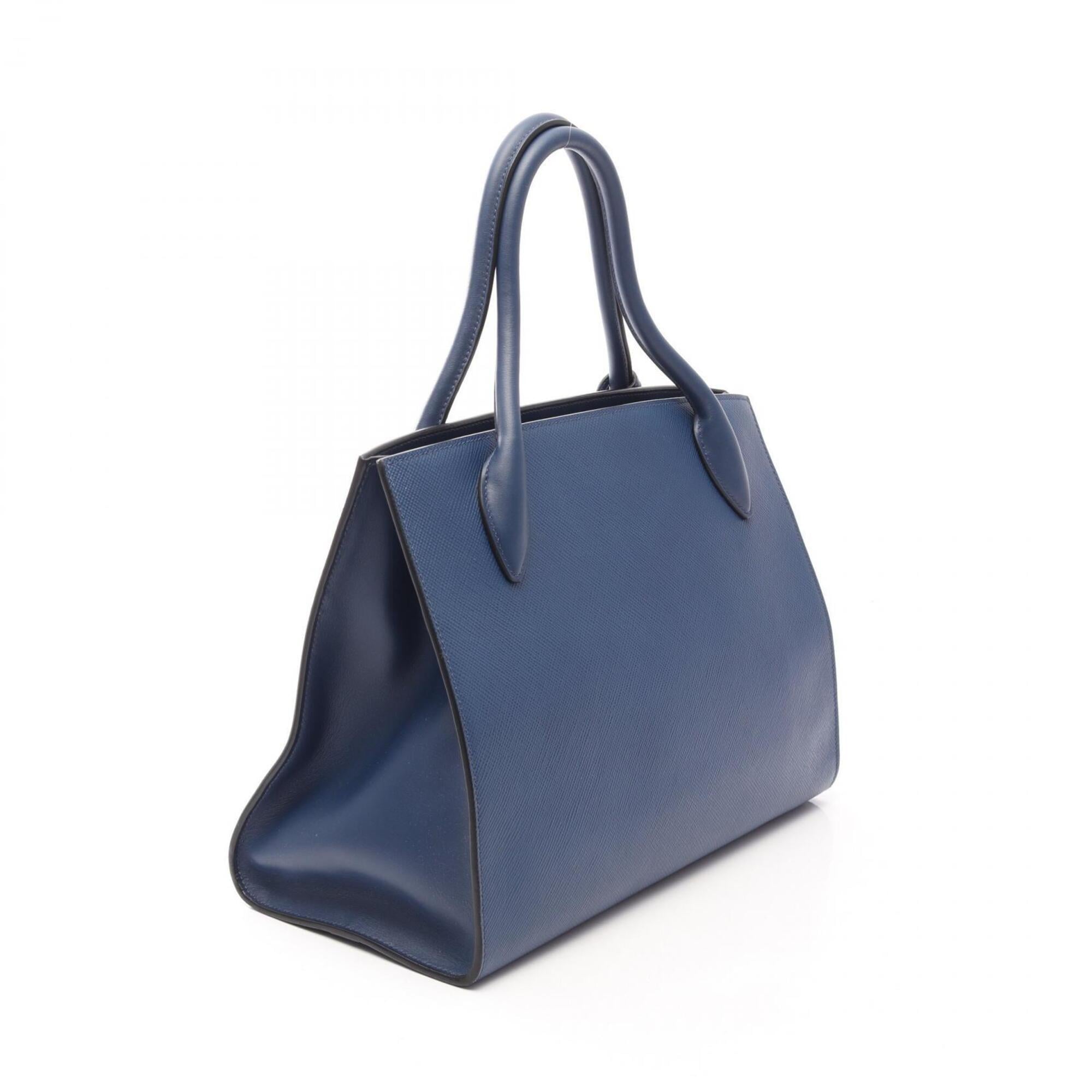 Prada Blue Saffiano Triangle Handbag Pouch (Pre-Owned)