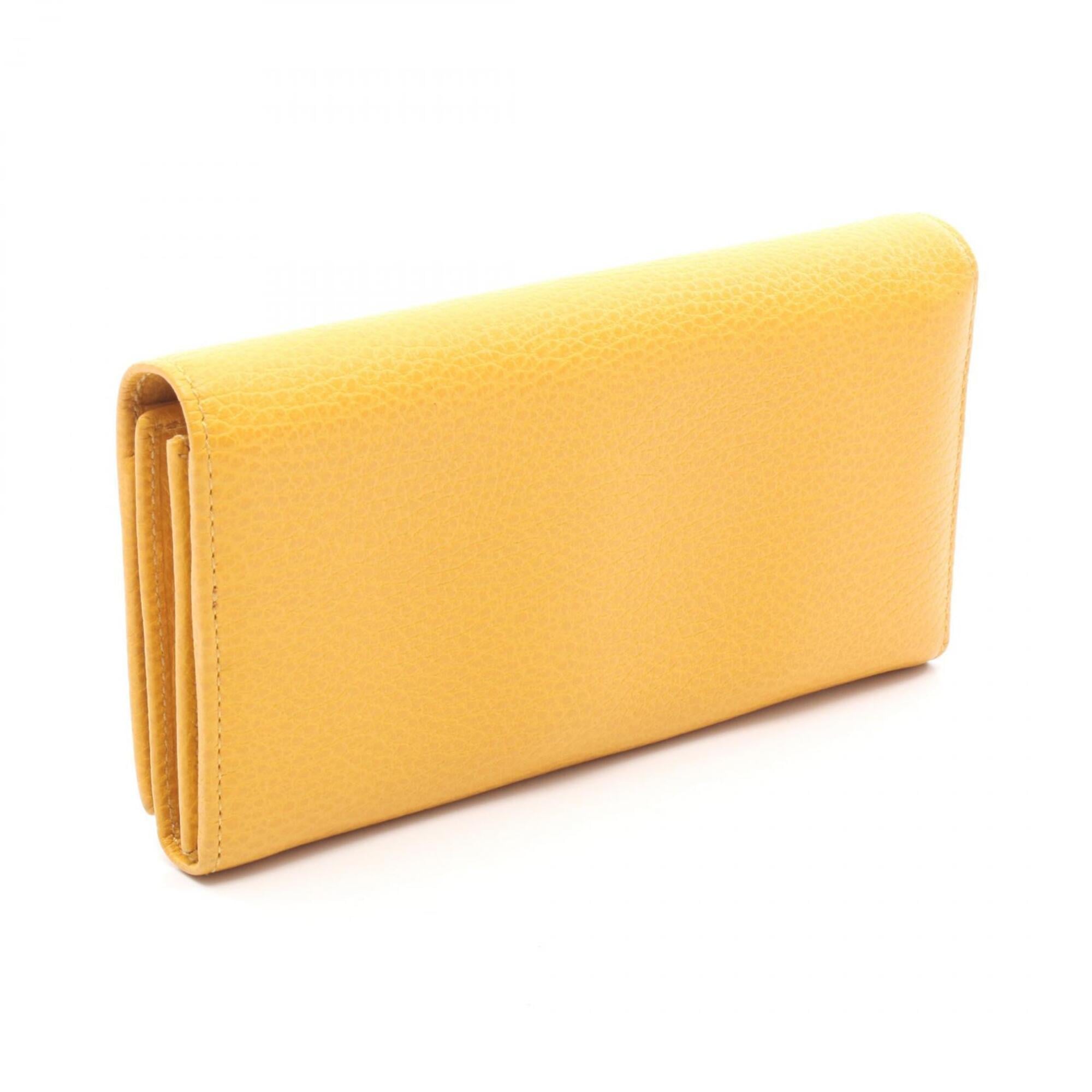 Gucci Yellow Leather Long Wallet (Bi-Fold) (Pre-Owned)
