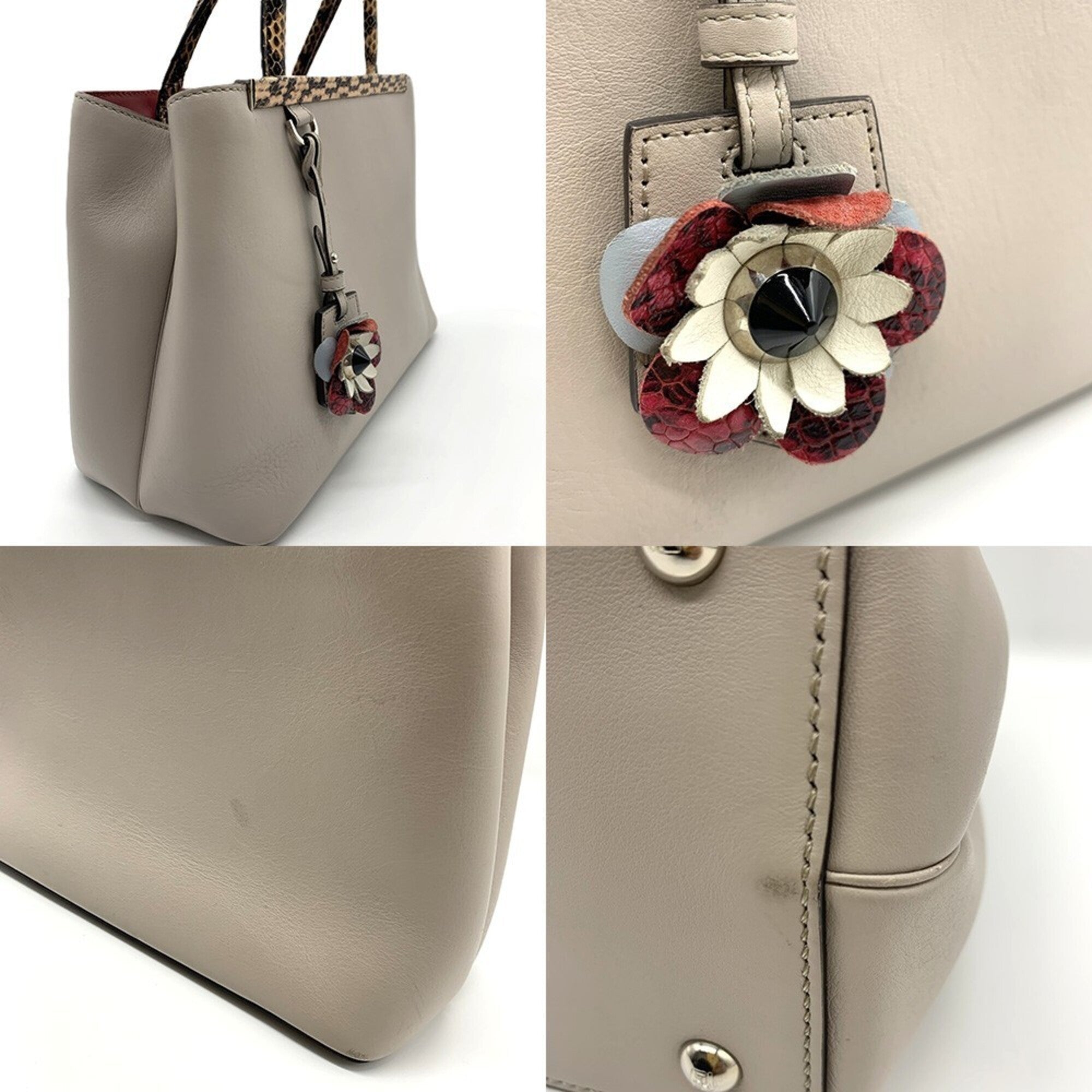 Fendi Beige Leather Handbag Shoulder Bag (Pre-Owned)