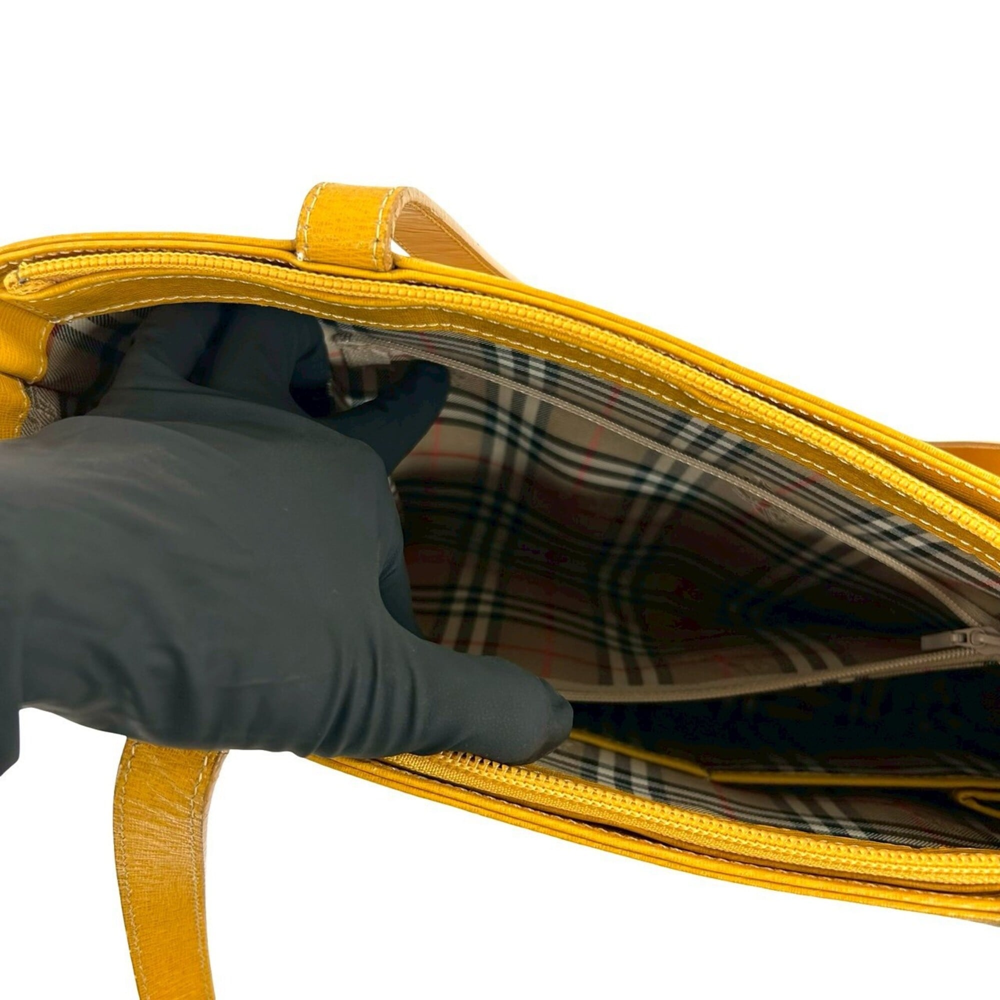 Burberry Yellow Leather Shoulder Bag Tote Bag (Pre-Owned)