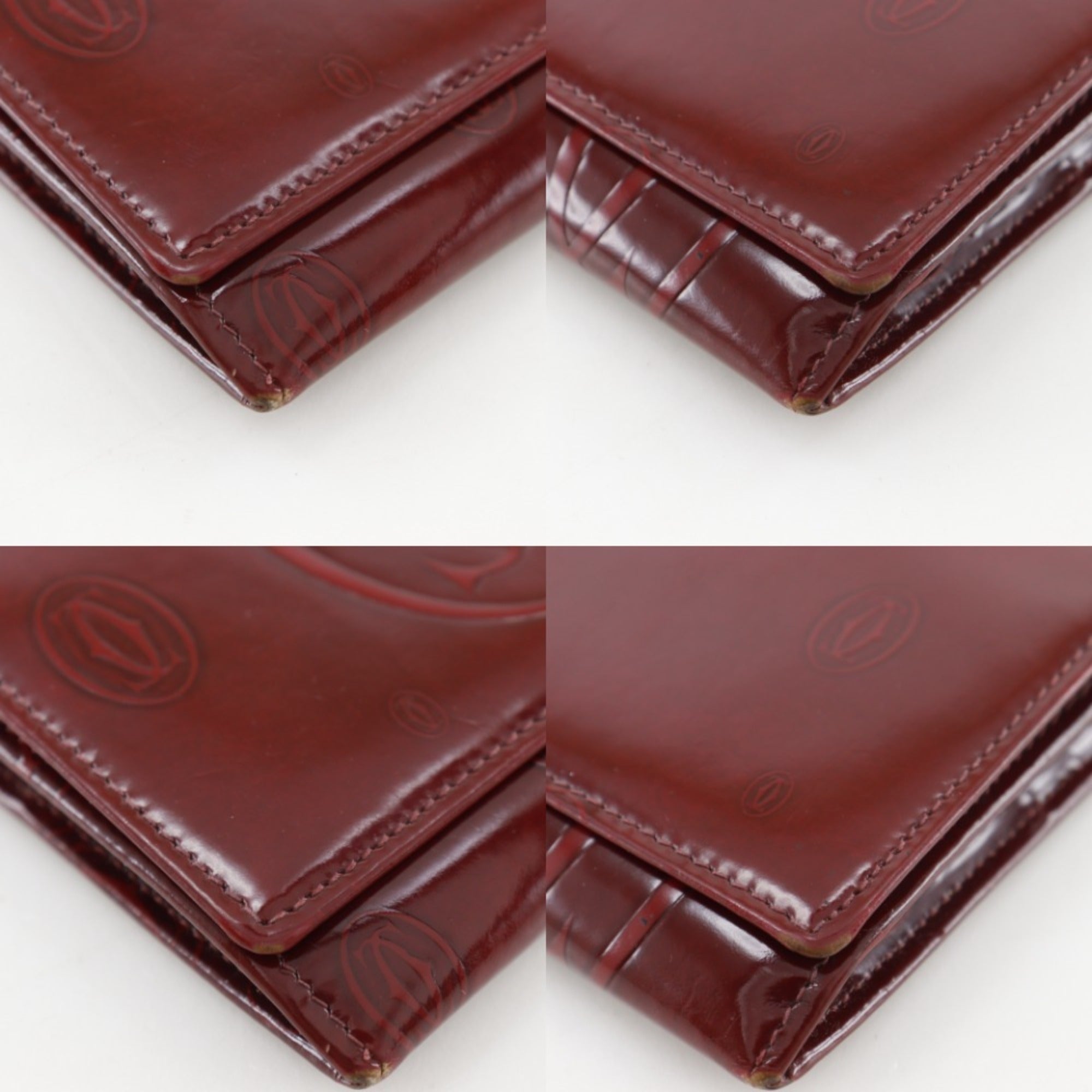 Cartier Bordeaux Patent Leather Long Wallet (Bi-Fold) (Pre-Owned)