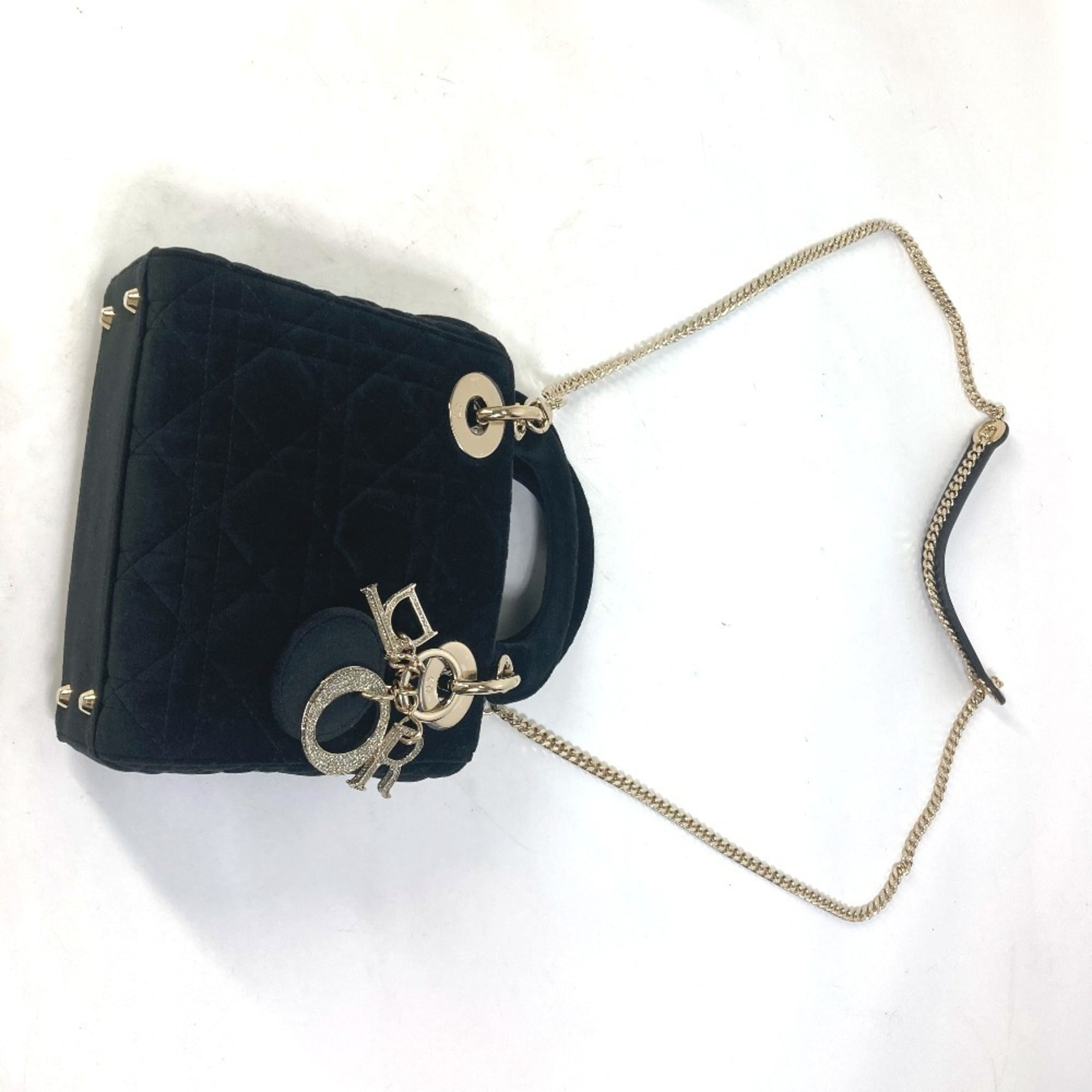 Christian Dior Lady Dior Black Leather Handbag Shoulder Bag (Pre-Owned)