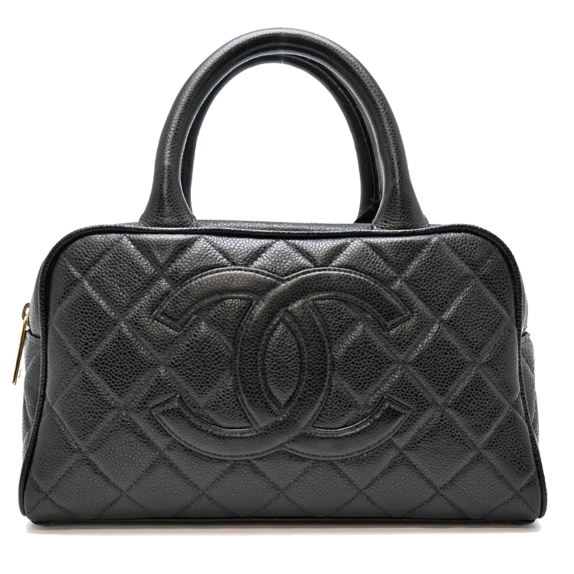 Chanel Black Grained Calfskin Handbag (Pre-Owned)