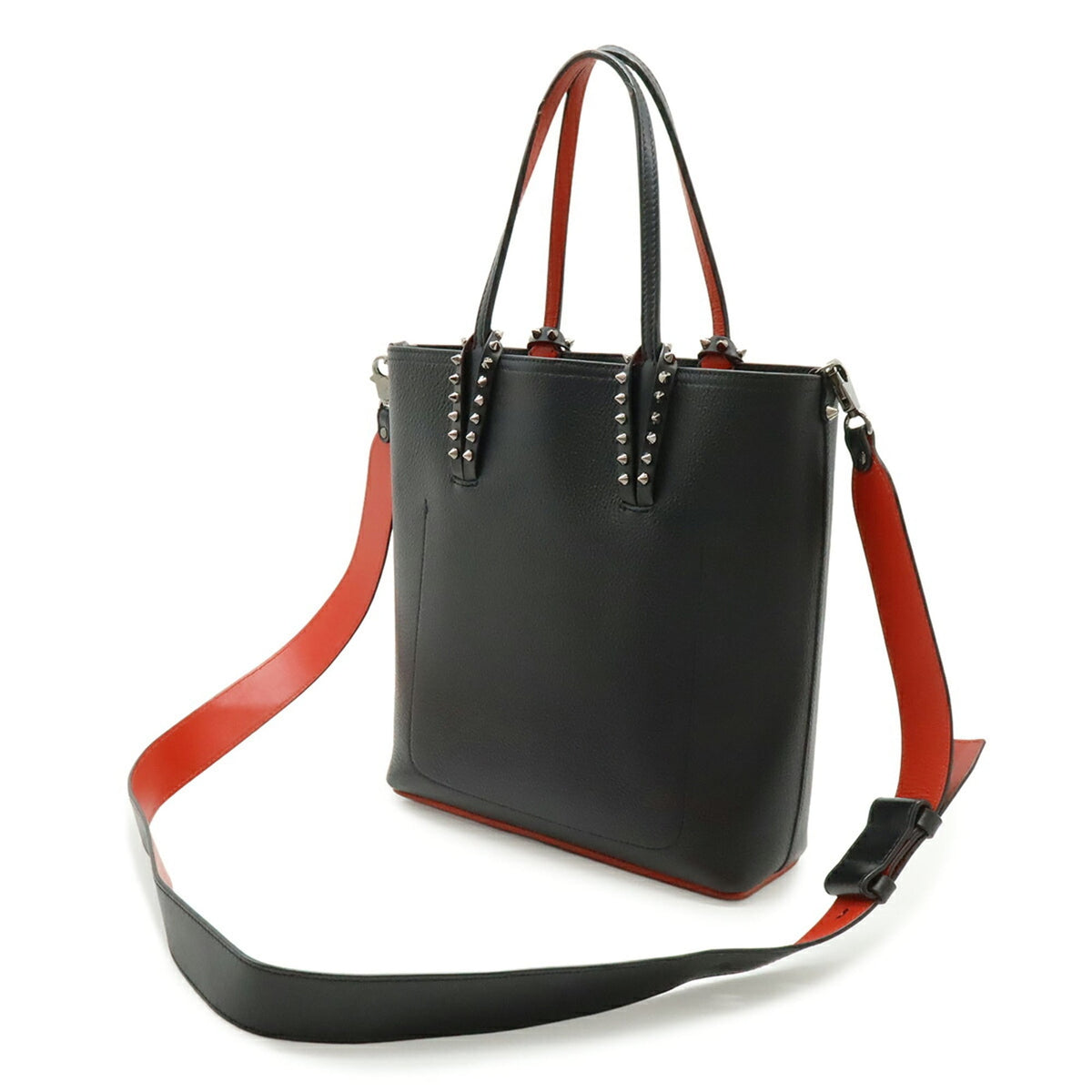 Christian Louboutin Black Red Color Leather Handbag Shoulder Bag (Pre-Owned)