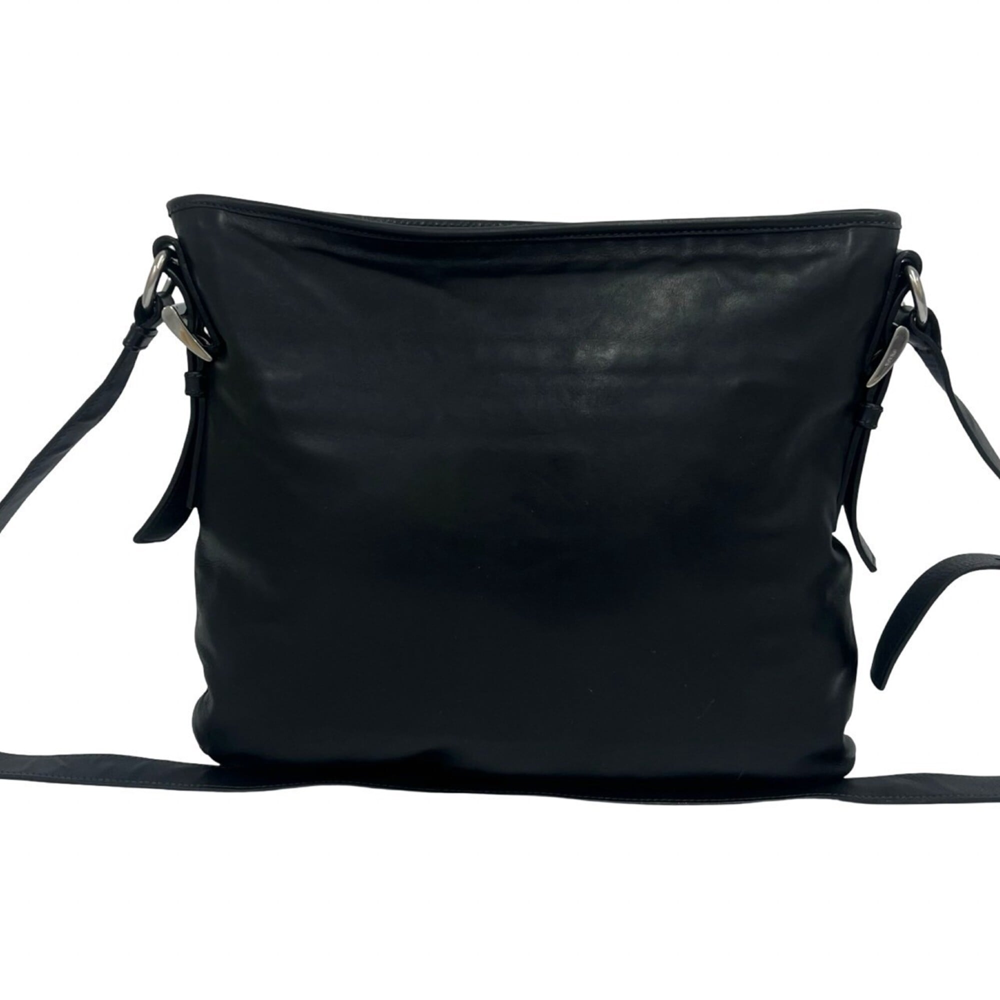 Prada Black Leather Shoulder Bag Tote Bag (Pre-Owned)